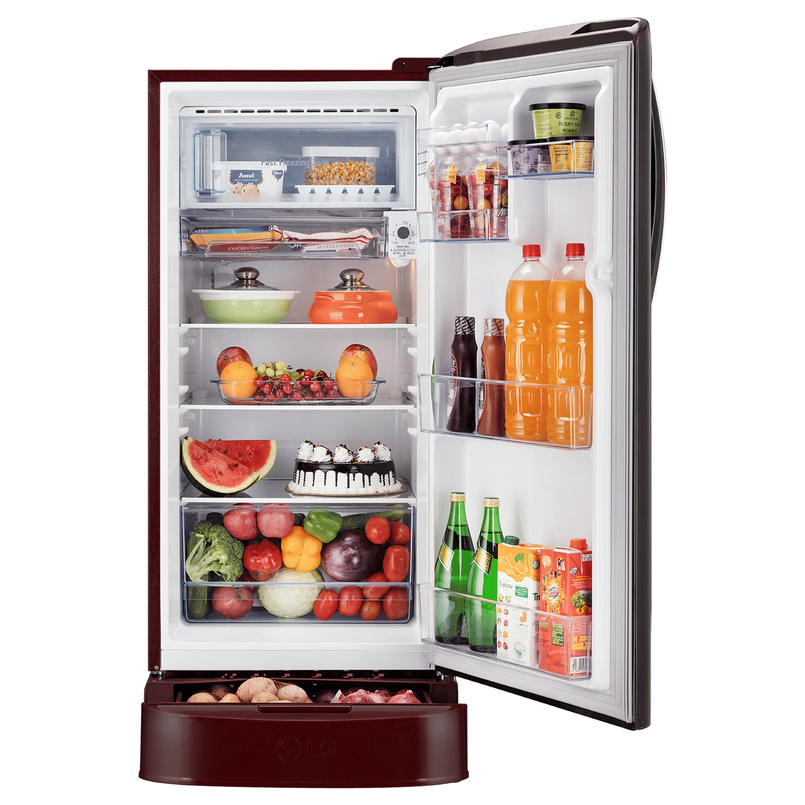 LG 201 Litres 5 Star Direct Cool Single Door Refrigerator with Smart Inverter Compressor (GLD2156ZHSL, Scarlet Lotus)_7