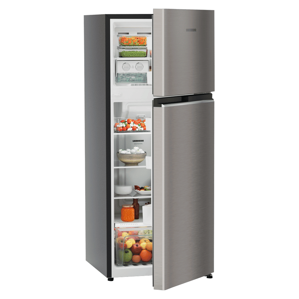 LIEBHERR Pure 225 Litres 2 Star Frost Free Double Door Refrigerator with Central Power Cooling Technology (TCHgsB 2411, Grey Steel)_4