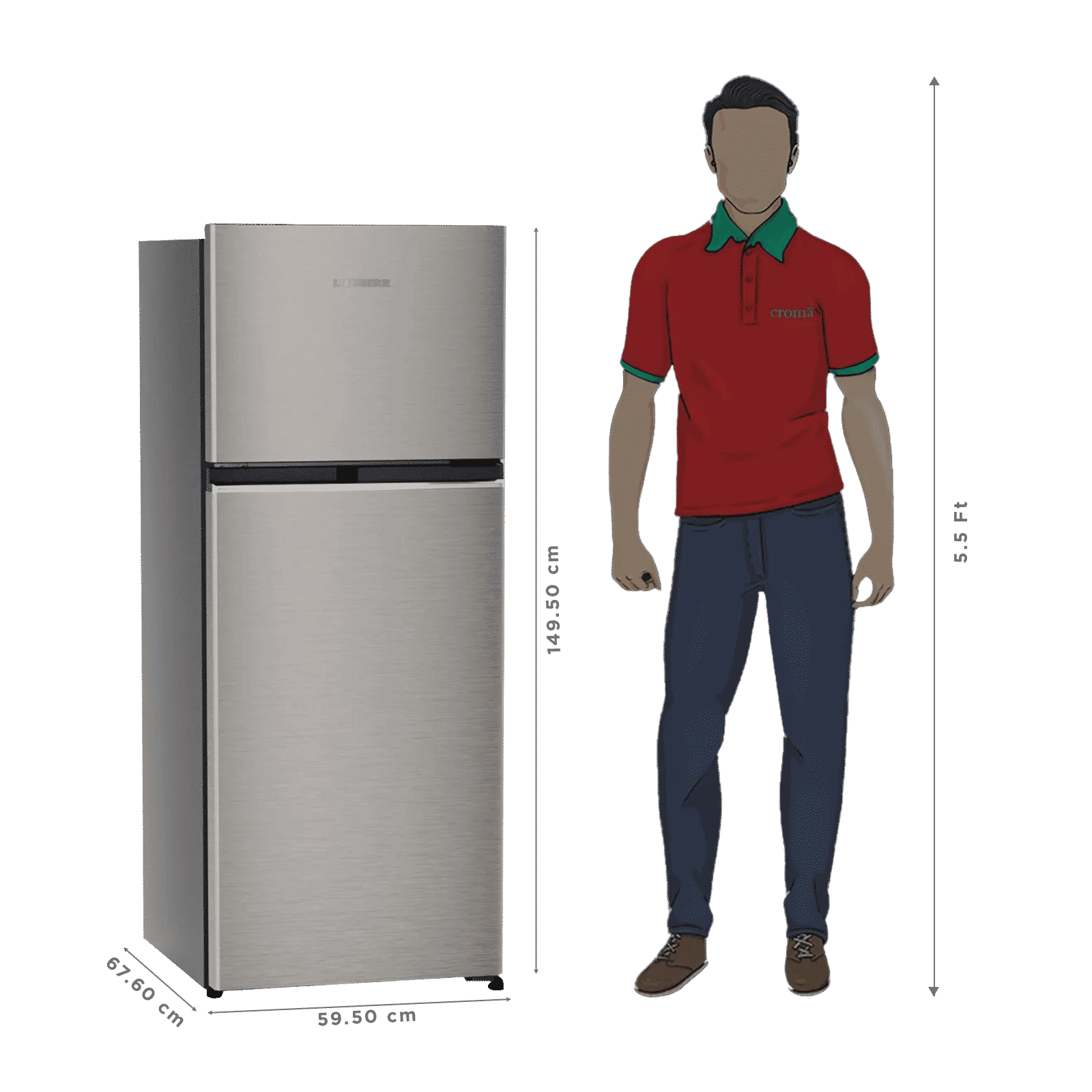 LIEBHERR Pure 225 Litres 2 Star Frost Free Double Door Refrigerator with Central Power Cooling Technology (TCHgsB 2411, Grey Steel) (2026 Model)_3