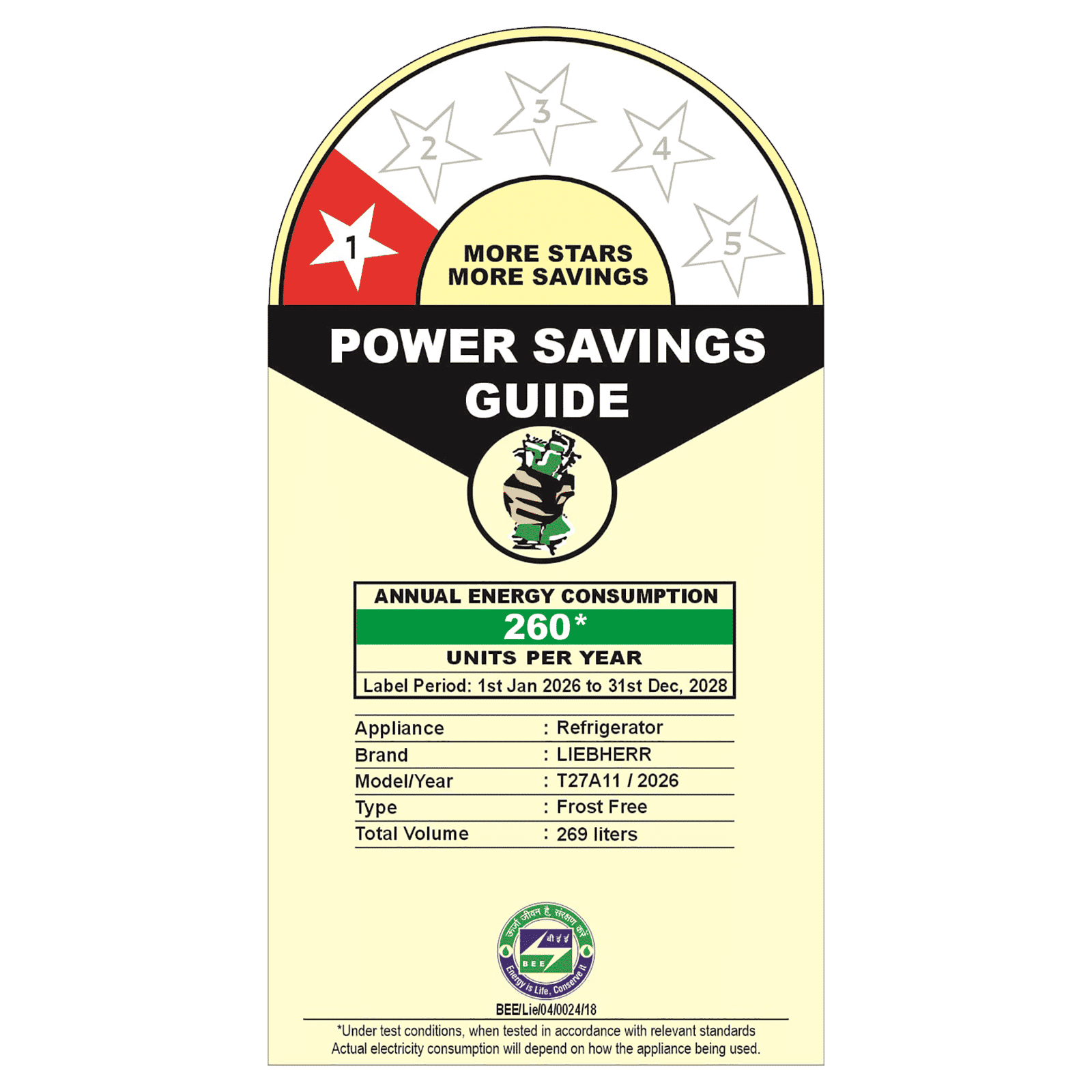 LIEBHERR Cluster 1 269 Litres 1 Star Frost Free Double Door Refrigerator with Central Power Cooling Technology (TCLbsA 2711, Black Steel)_2