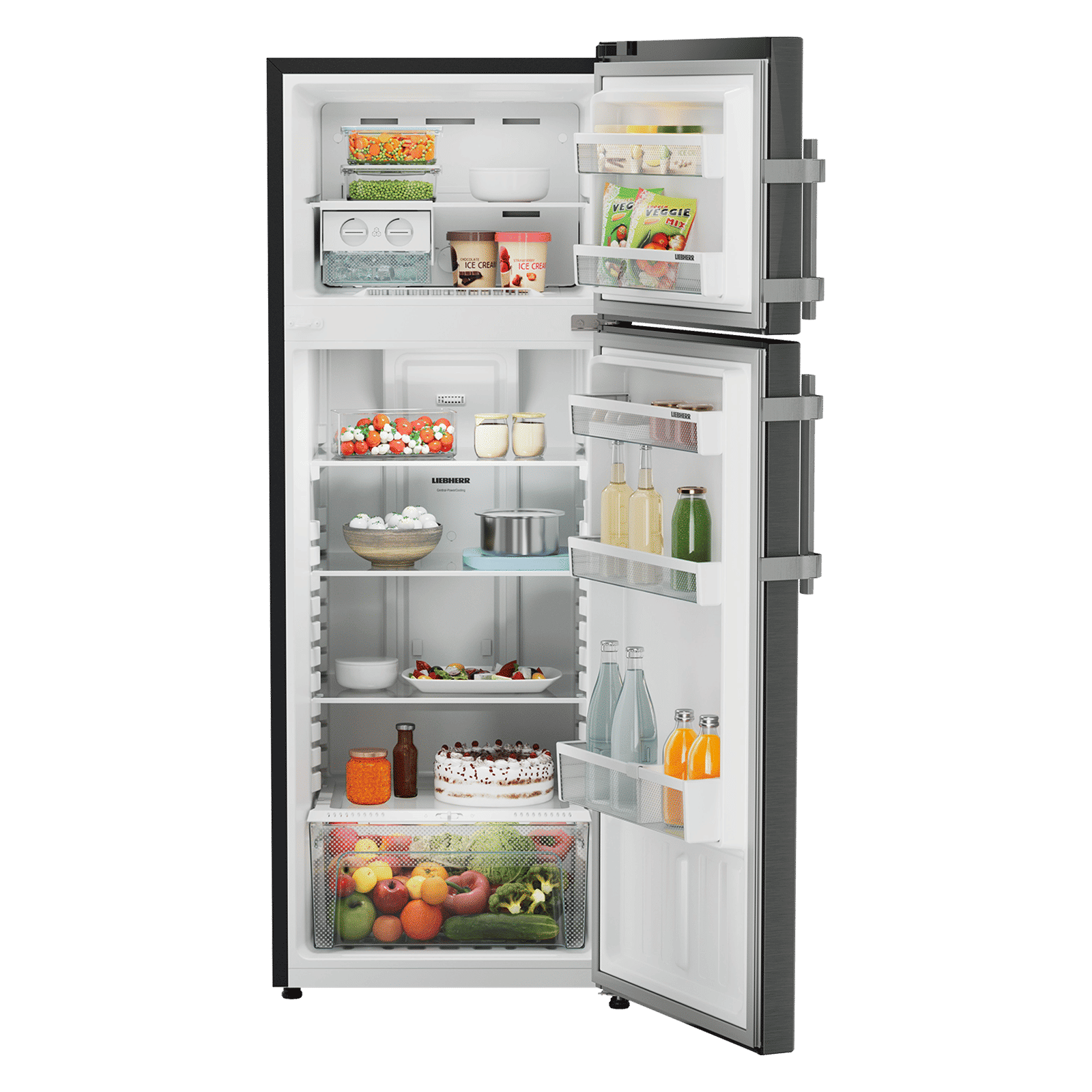LIEBHERR Cluster 1 269 Litres 1 Star Frost Free Double Door Refrigerator with Central Power Cooling Technology (TCLbsA 2711, Black Steel)_3