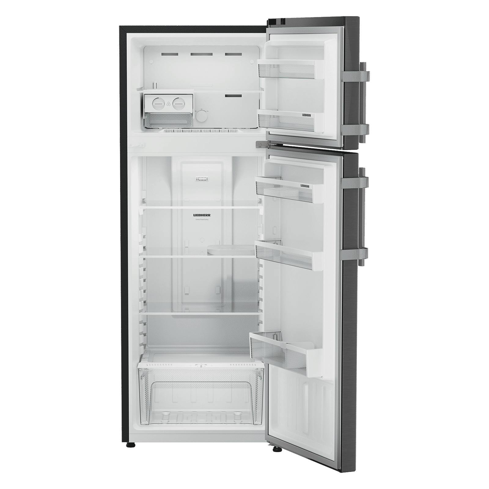 LIEBHERR Cluster 1 269 Litres 1 Star Frost Free Double Door Refrigerator with Central Power Cooling Technology (TCLbsA 2711, Black Steel)_4