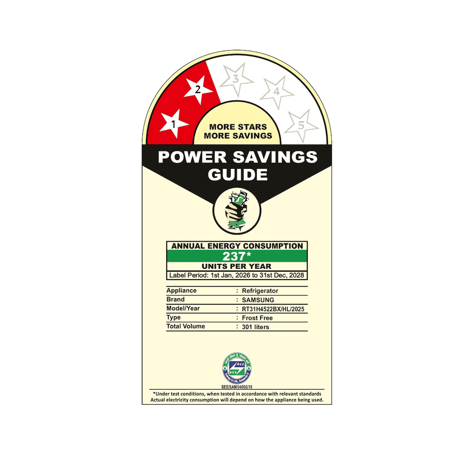 Samsung RT31 301 Litres 2 Star Frost Free Double Door Convertible Refrigerator with Twin Cooling Plus Technology (RT31H4522BX/HL, Luxe Black)_2