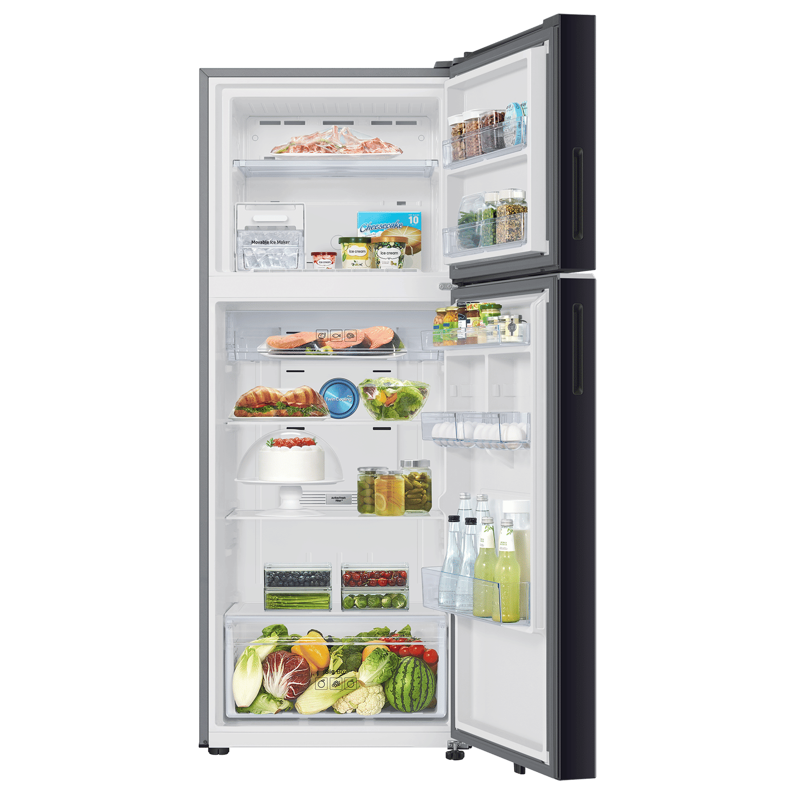 Samsung RT45 419 Litres 2 Star Frost Free Double Door Smart Wifi Enabled Refrigerator with Bespoke AI (RT45HB6A4222HL, Black Glass) Samsung RT45 419 Litres 2 Star Frost Free Double Door Smart Wifi Enabled Refrigerator with Bespoke AI (RT45HB6A4222HL, Black Glass)_5