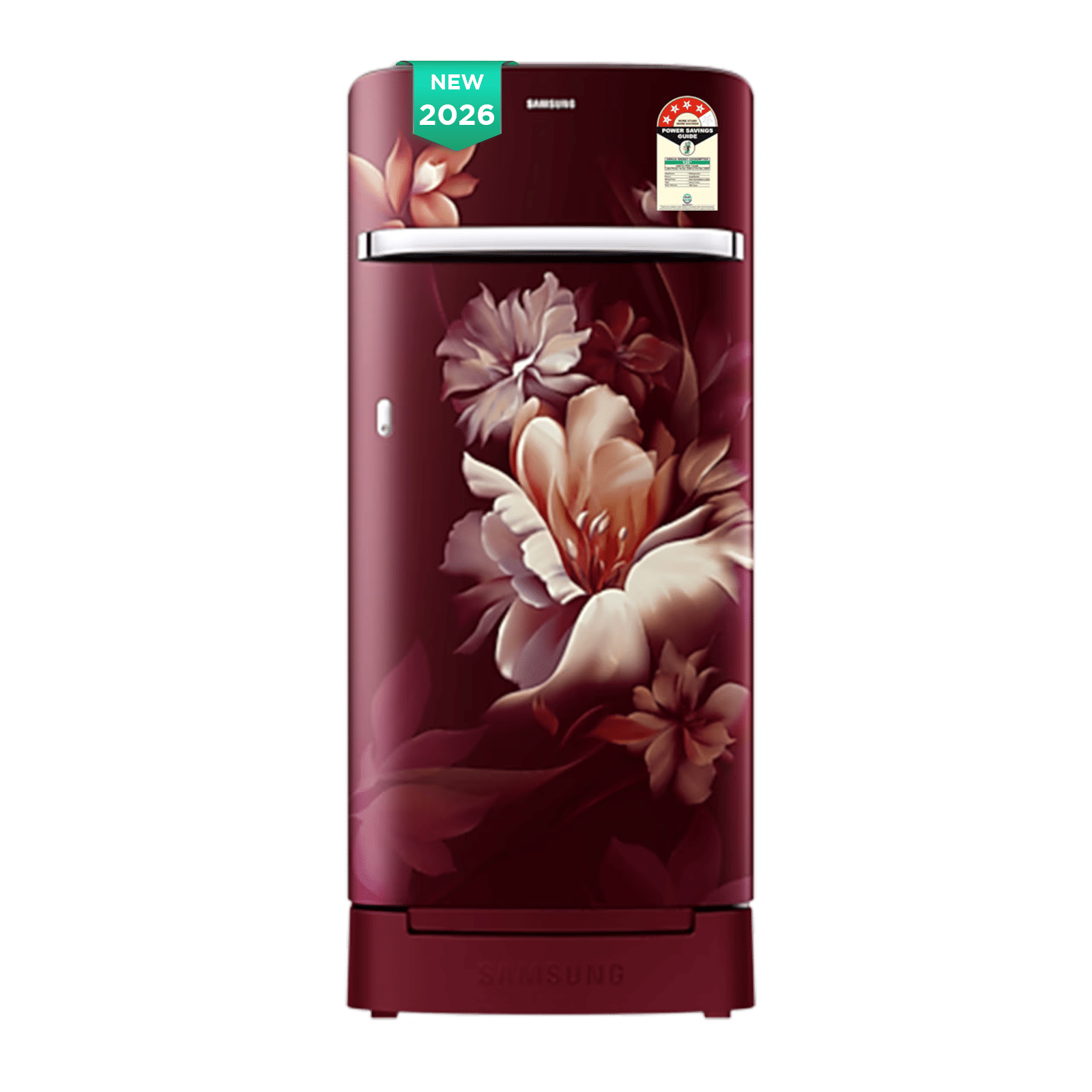 Samsung RR21 189 Litres 4 Star Direct Cool Single Door Refrigerator with Anti Bacterial Gasket (RR21H2H24RZ/HL, Midnight Blossom Red) (2026 Model)_1