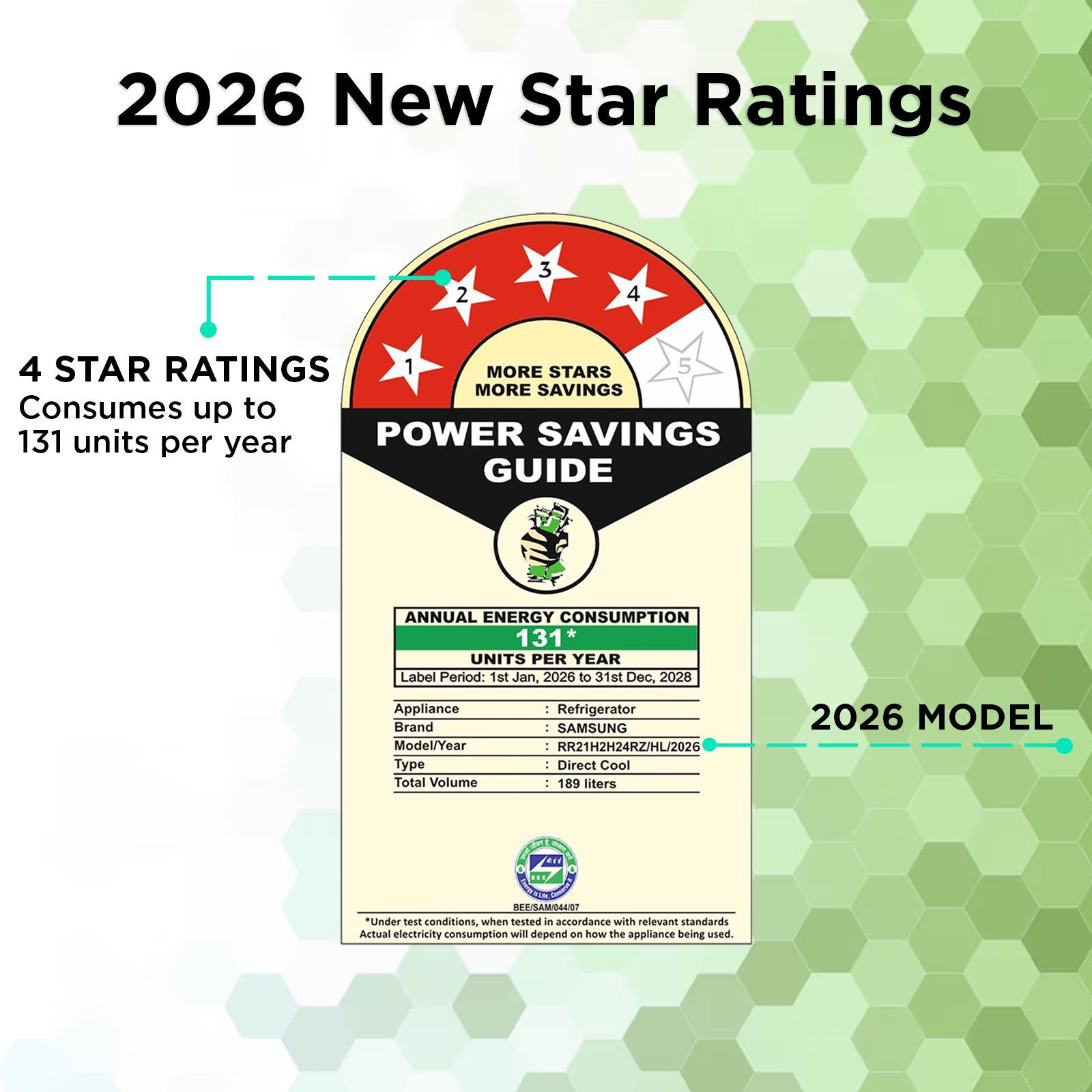 Samsung RR21 189 Litres 4 Star Direct Cool Single Door Refrigerator with Anti Bacterial Gasket (RR21H2H24RZ/HL, Midnight Blossom Red) (2026 Model)_2