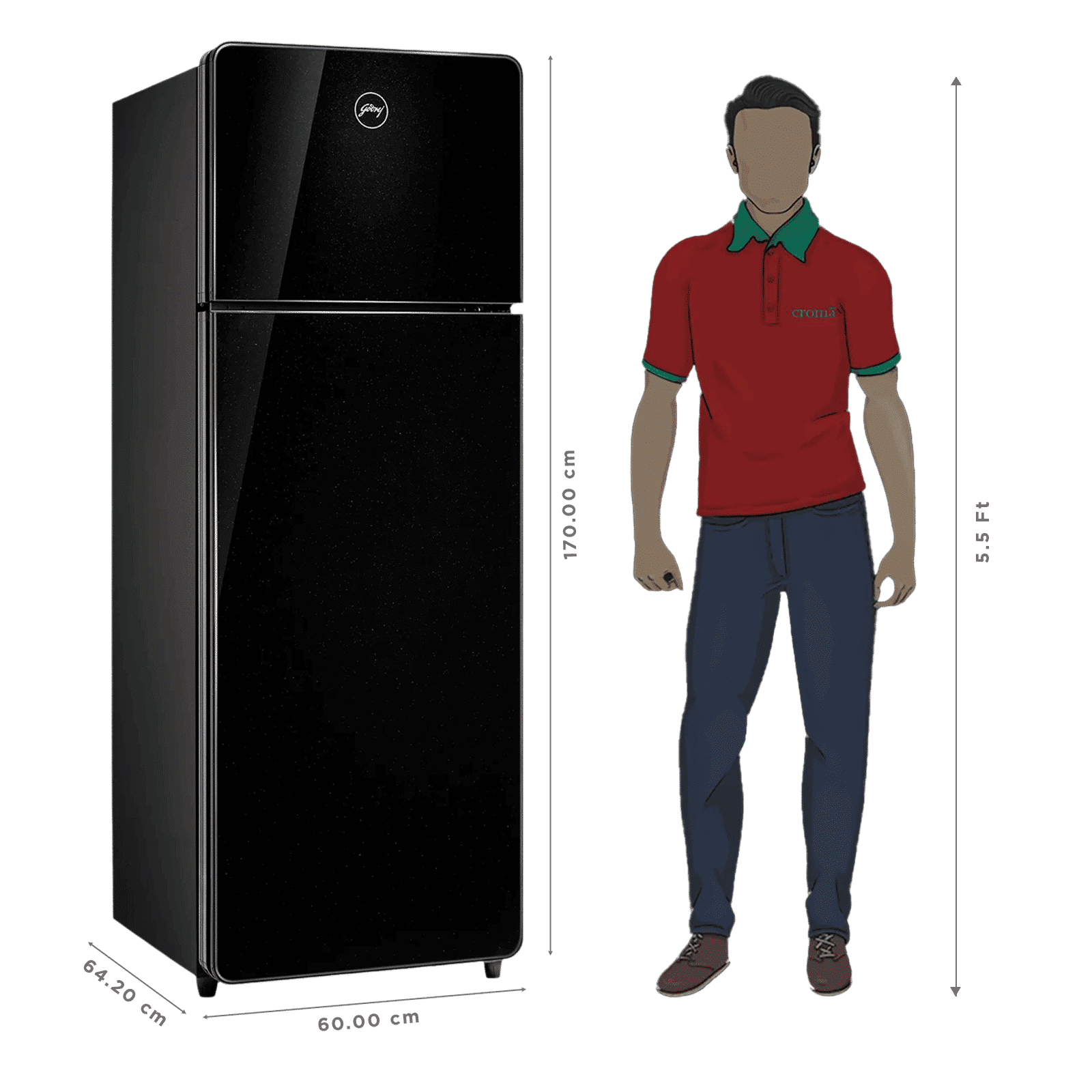 Godrej Eon Crystal 272 Litres 2 Star Frost Free Double Door Bottom Mount Refrigerator with Inverter Technology (RT EONCRYSTAL 310BN RI OB, Black) (2026 Model) (2026 Model)_3