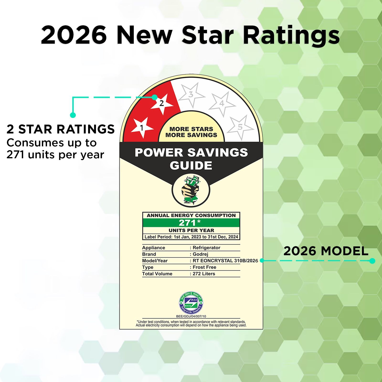 Godrej Eon Crystal 272 Litres 2 Star Frost Free Double Door Bottom Mount Refrigerator with Inverter Technology (RT EONCRYSTAL 310BN RI OB, Black) (2026 Model) (2026 Model) Godrej Eon Crystal 272 Litres 2 Star Frost Free Double Door Bottom Mount Refrigerator with Inverter Technology (RT EONCRYSTAL 310BN RI OB, Black) (2026 Model) (2026 Model)_2