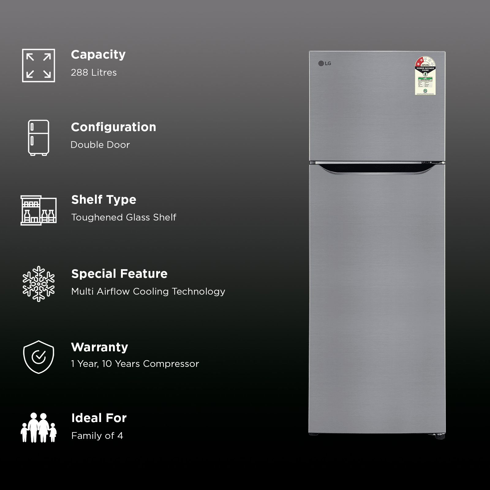 LG 288 Litres 2 Star Frost Free Double Door Convertible Refrigerator with Smart Diagnosis (GLT2926PDPZ, Shiny Steel) (2026 Model)_2