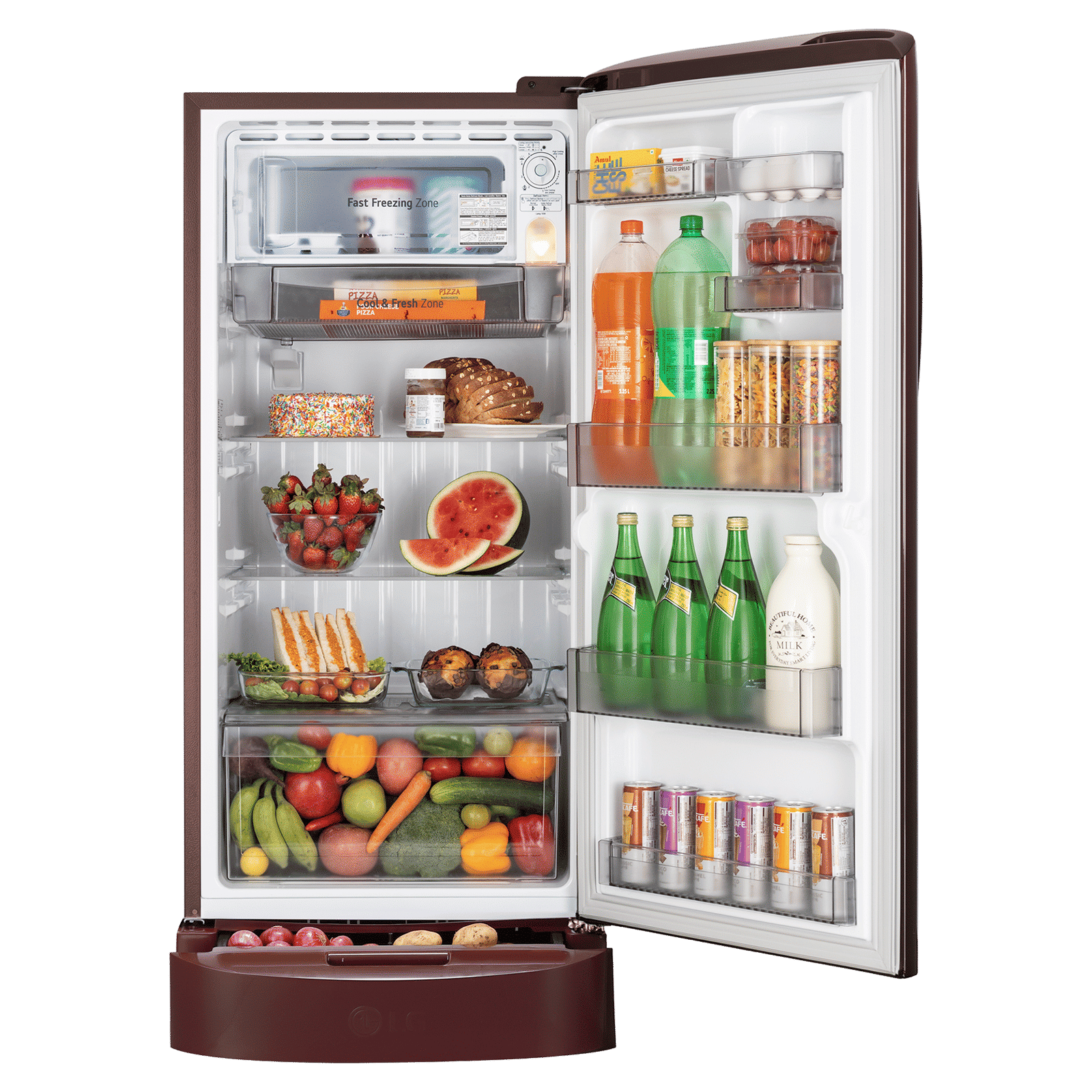 LG 210 Litres 5 Star Direct Cool Single Door Refrigerator with Anti Bacterial Gasket (GLD2256ZAWS, Wine Spring)_5