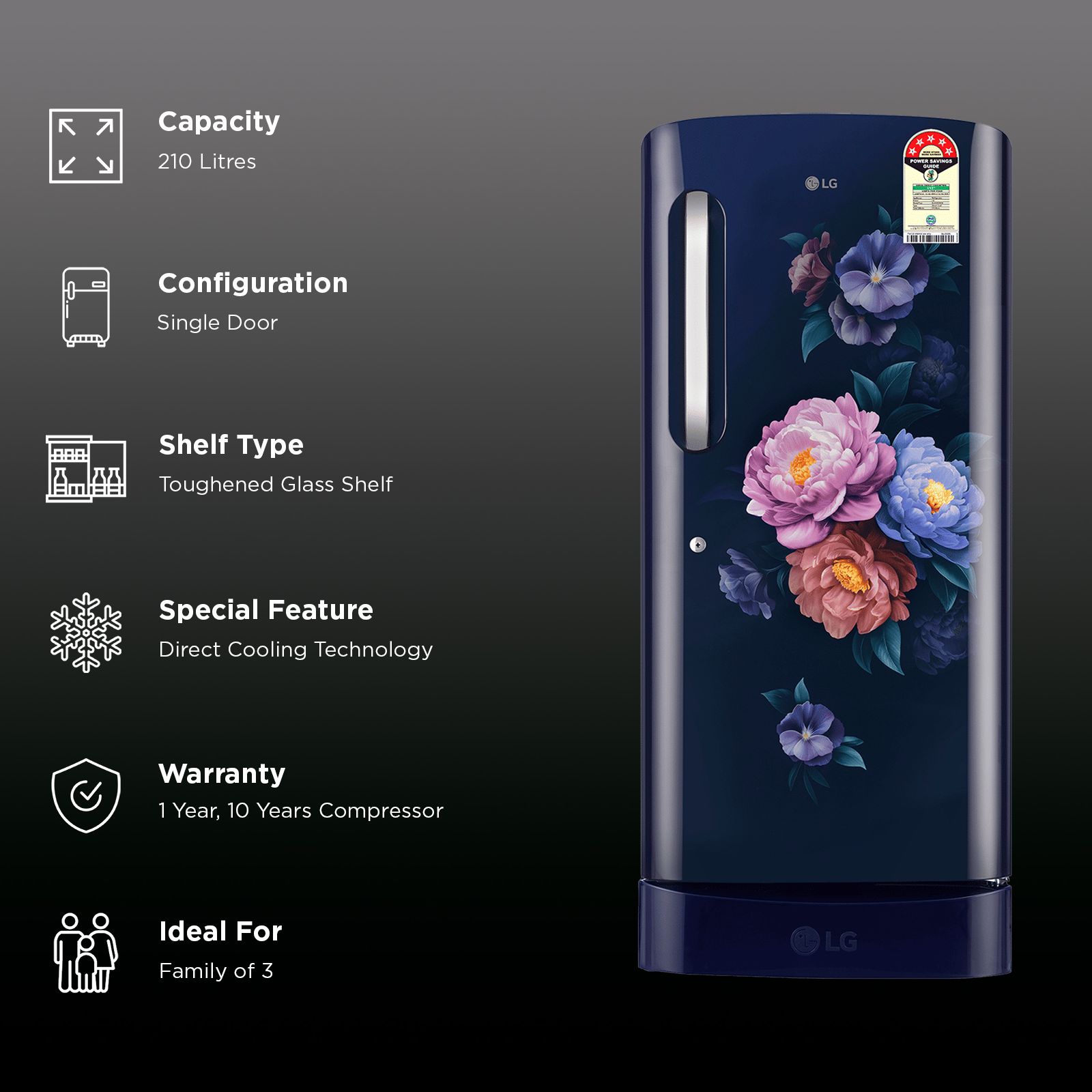 LG 210 Litres 5 Star Direct Cool Single Door Refrigerator with Anti Bacterial Gasket (GLD2256ZARS, Royal Spring) (2026 Model) LG 210 Litres 5 Star Direct Cool Single Door Refrigerator with Anti Bacterial Gasket (GLD2256ZARS, Royal Spring) (2026 Model)_2