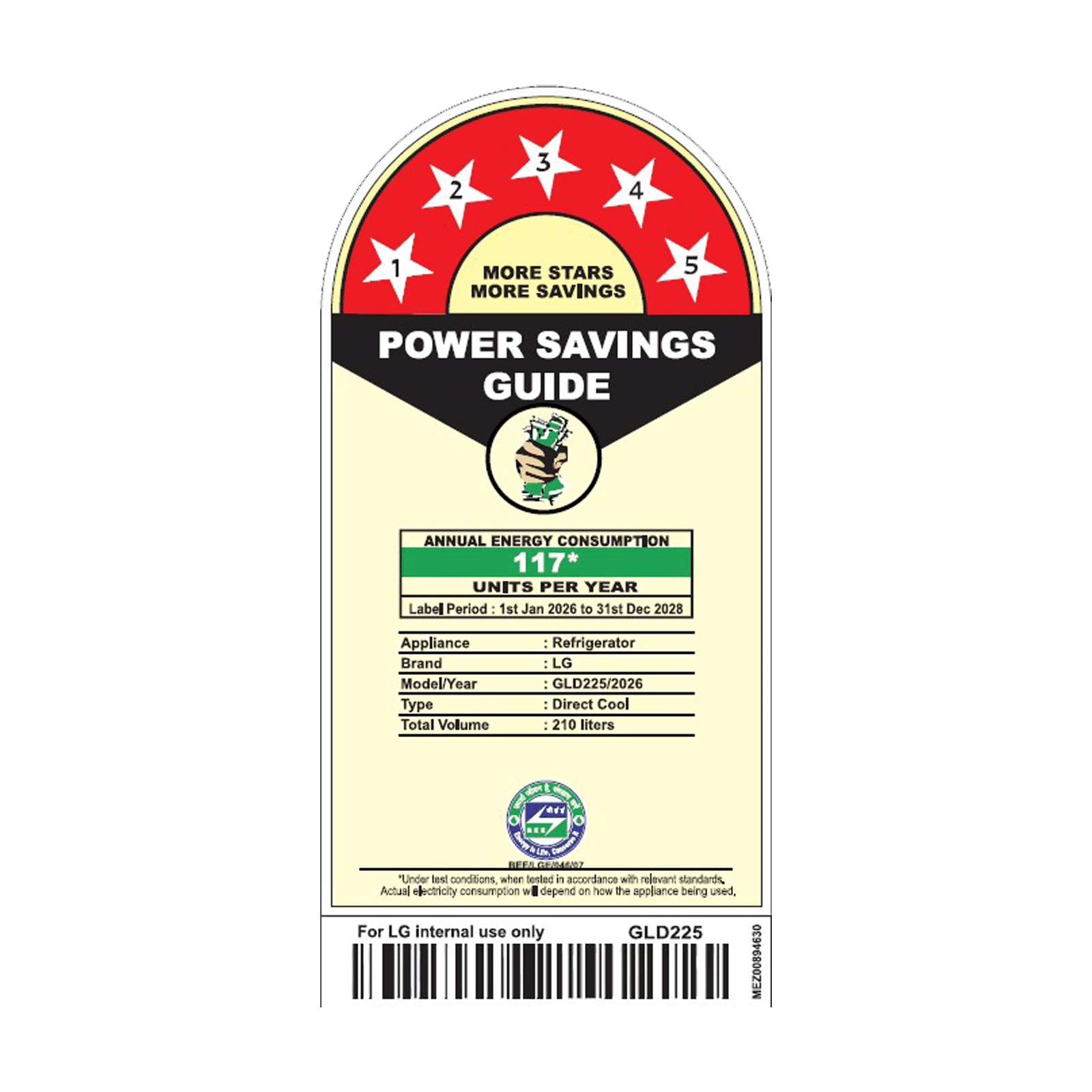 LG 210 Litres 5 Star Direct Cool Single Door Refrigerator with Anti Bacterial Gasket (GLD2256ZARS, Royal Spring) LG 210 Litres 5 Star Direct Cool Single Door Refrigerator with Anti Bacterial Gasket (GLD2256ZARS, Royal Spring)_2