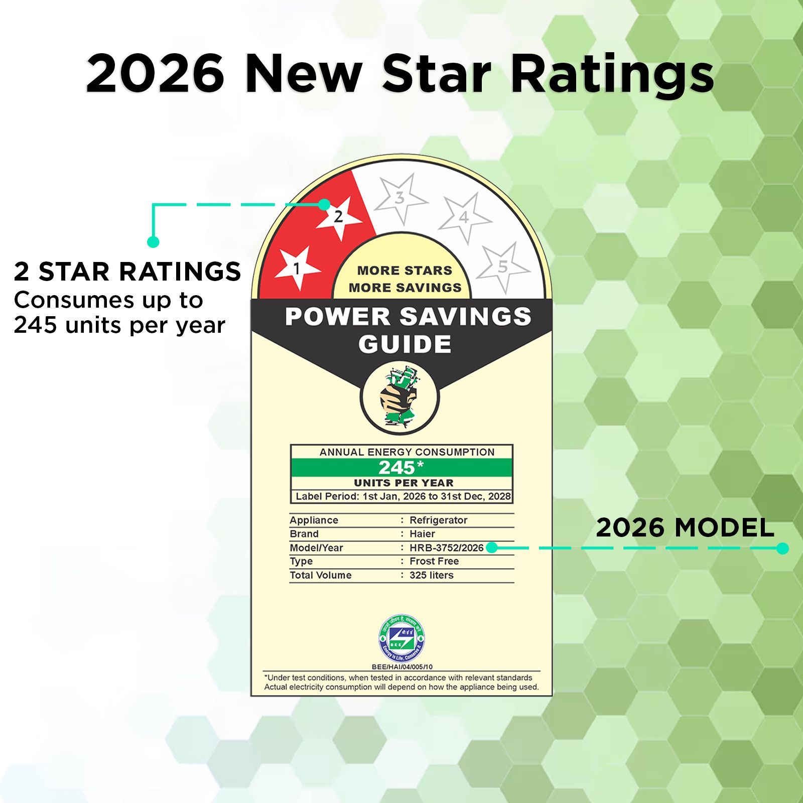 Haier 325 Litres 2 Star Frost Free Double Door Bottom Mount Convertible Refrigerator with Triple Inverter Technology (HRB-3752SGGA-P, Sage Green Glass) (2026 Model)_2