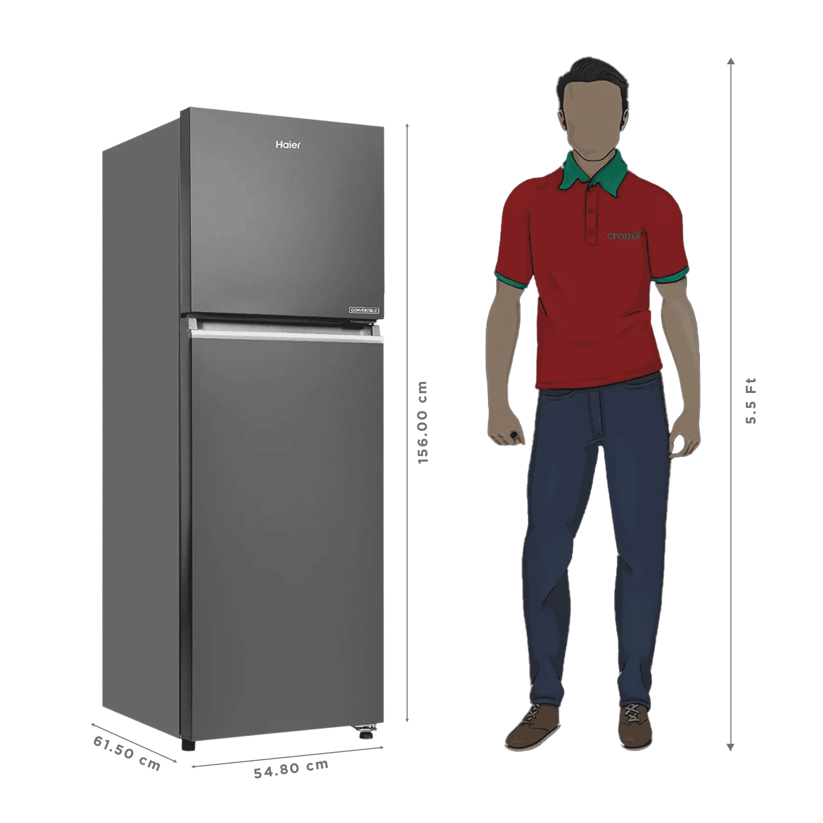 Haier 240 Litres 2 Star Frost Free Double Door Convertible Refrigerator with 200% Faster Ice Maker (HRF-2902IBGBA-P, GE Black) (2026 Model) (2026 Model)_3