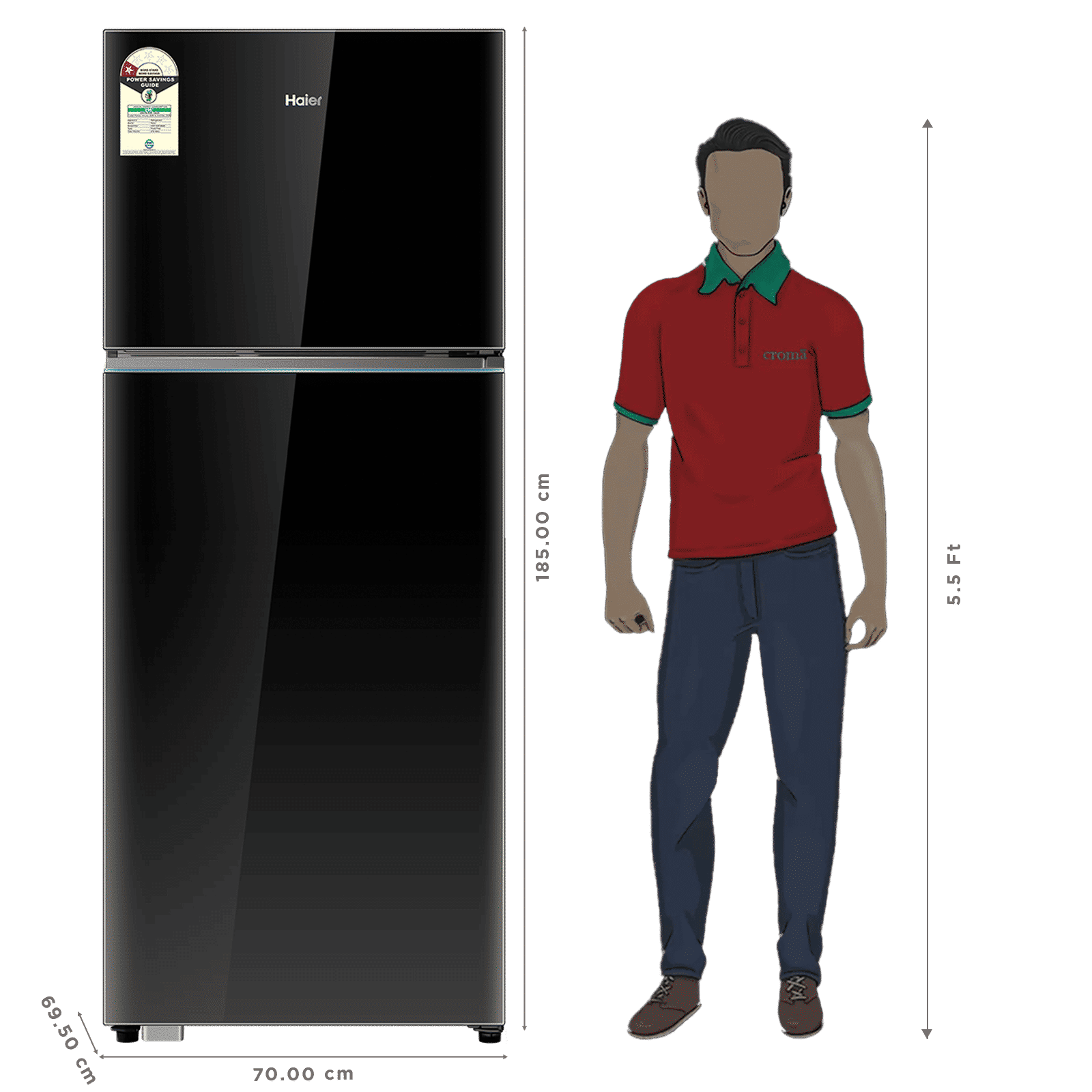 Haier 475 Litres 1 Star Frost Free Double Door Refrigerator with Solar Connectivity (HRF-5251PKGA-N, Black Glass) (2026 Model)_3