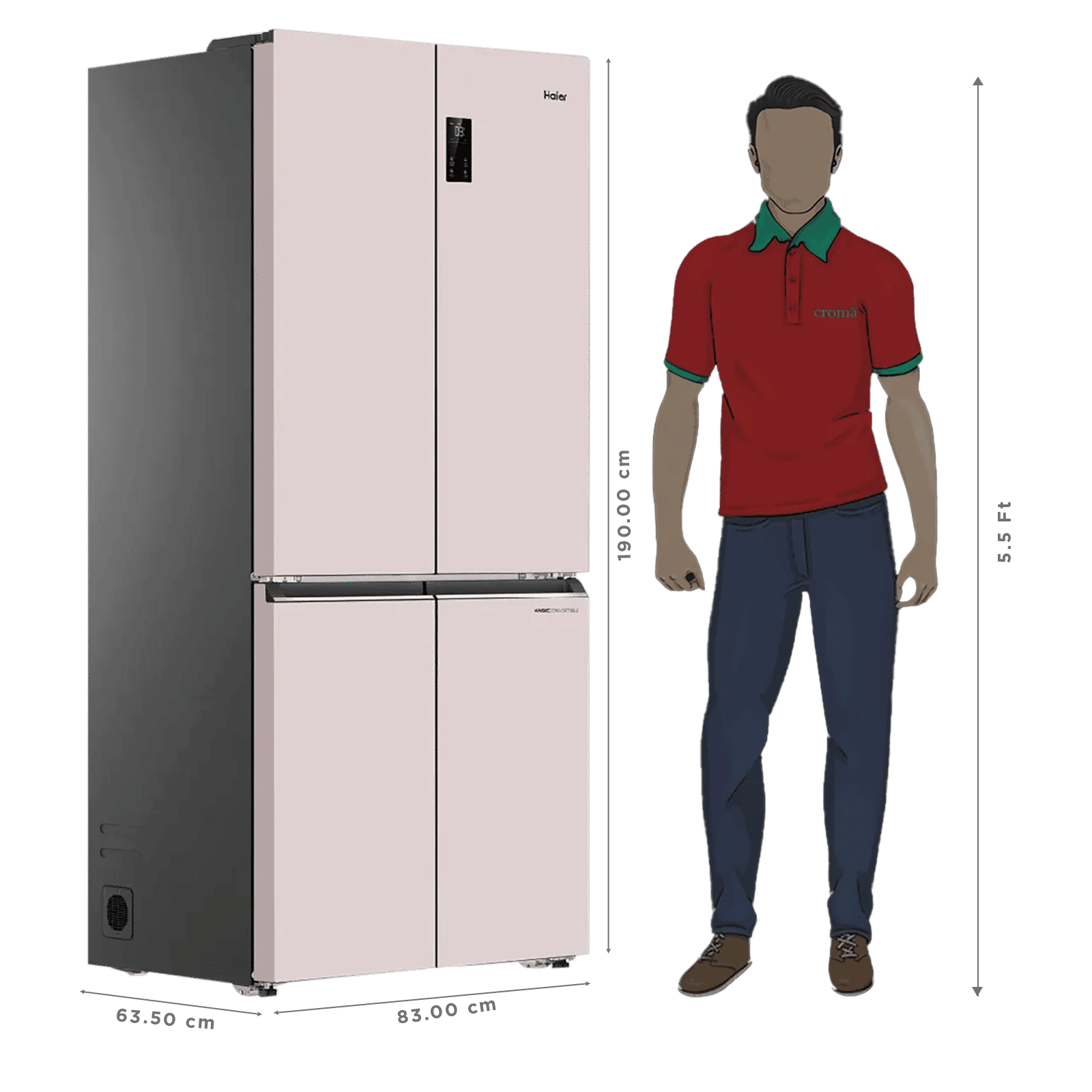 Haier Vogue Lumiere 520 Litres 3 Star Frost Free Side by Side Refrigerator with Digital Display Panel (HRB-600MP, Mauve Pink) (2026 Model)_3