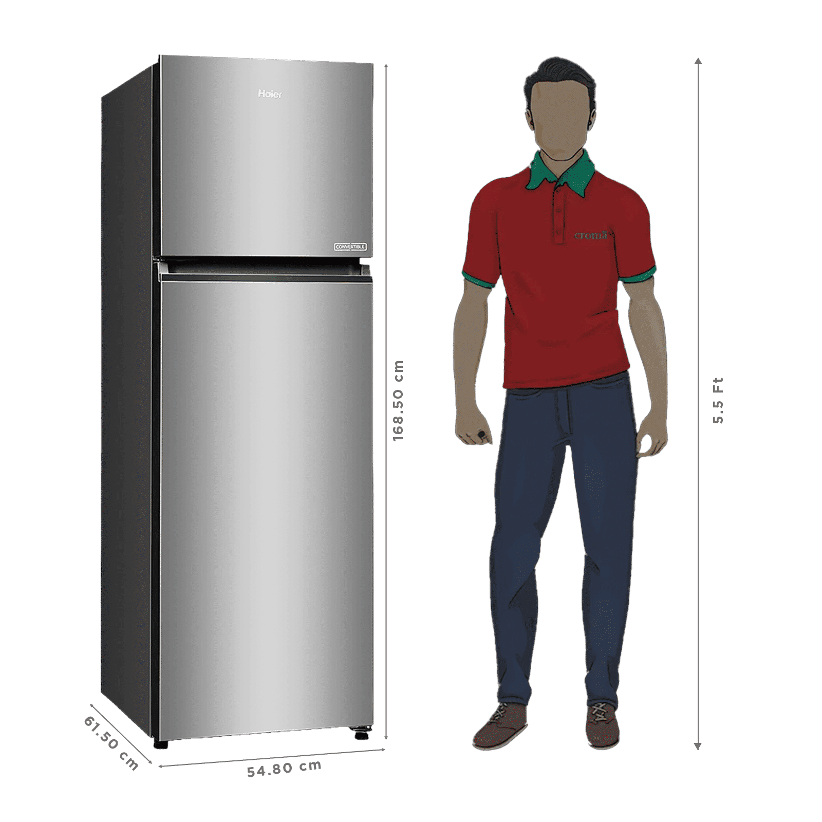 Haier 268 Litres 2 Star Frost Free Double Door Convertible Refrigerator with 200% Faster Ice Maker (HRF-3182IBNSA-P, Nickel Steel) (2026 Model) Haier 268 Litres 2 Star Frost Free Double Door Convertible Refrigerator with 200% Faster Ice Maker (HRF-3182IBNSA-P, Nickel Steel) (2026 Model)_3