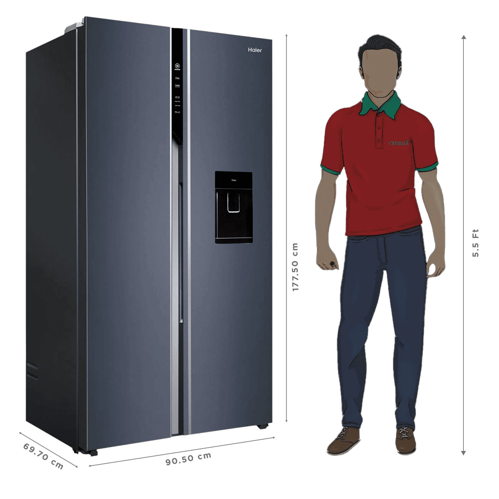 Haier 596 Litres 3 Star Frost Free Side by Side Refrigerator with Built-in Water Dispenser (HRS-682WUSU1, Ultramarine Steel) (2026 Model) Haier 596 Litres 3 Star Frost Free Side by Side Refrigerator with Built-in Water Dispenser (HRS-682WUSU1, Ultramarine Steel) (2026 Model)_3