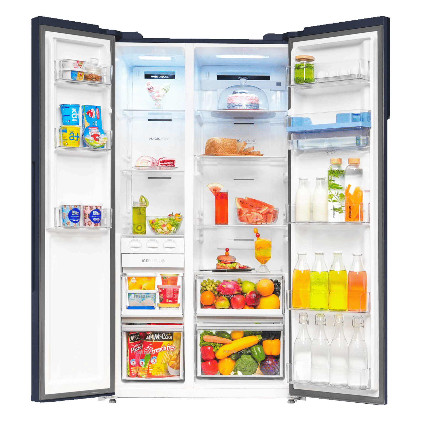 Haier 596 Litres 3 Star Frost Free Side by Side Refrigerator with Built-in Water Dispenser (HRS-682WUSU1, Ultramarine Steel) Haier 596 Litres 3 Star Frost Free Side by Side Refrigerator with Built-in Water Dispenser (HRS-682WUSU1, Ultramarine Steel)_4