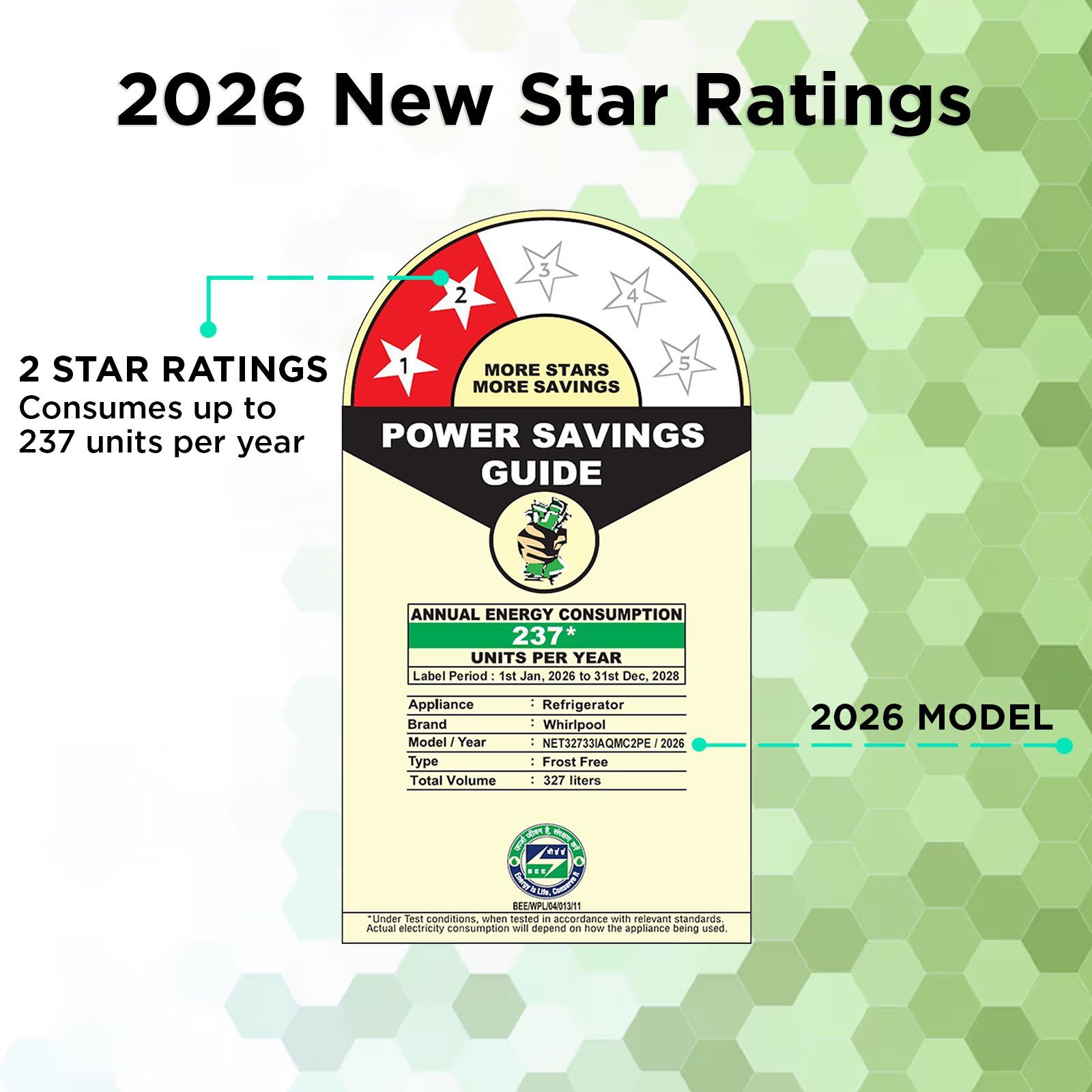 Whirlpool Intellifresh Pro 327 Litres 2 Star Frost Free Double Door Convertible Refrigerator with Stabilizer Free Operation (22429, Jade Marble)_2