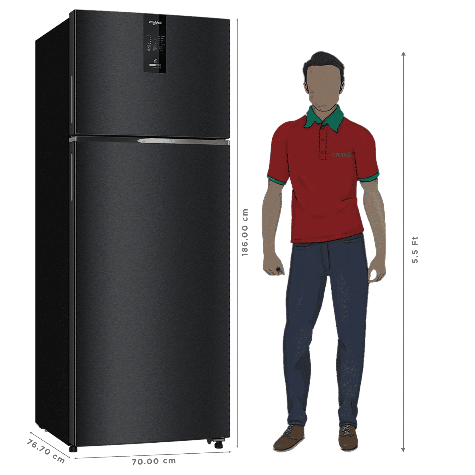 Whirlpool Intellifresh 467 Litres 2 Star Frost Free Convertible Refrigerator with Microblock Technology (22446, Black) (2026 Model)_3