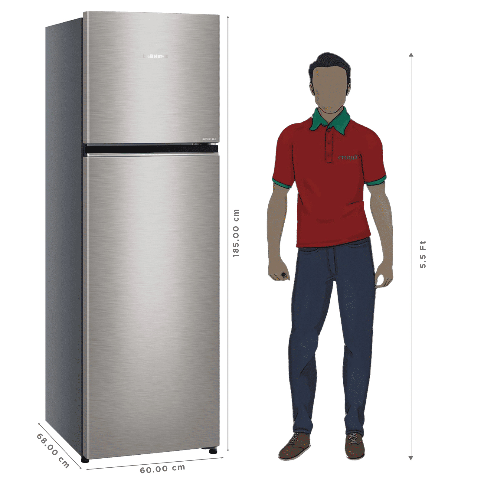 Liebherr Cluster 3 316 Litres 2 Star Frost Free Double Door Convertible Refrigerator with Duo Cool Technology (TVHgsB 3131, Grey Steel) (2026 Model)_3