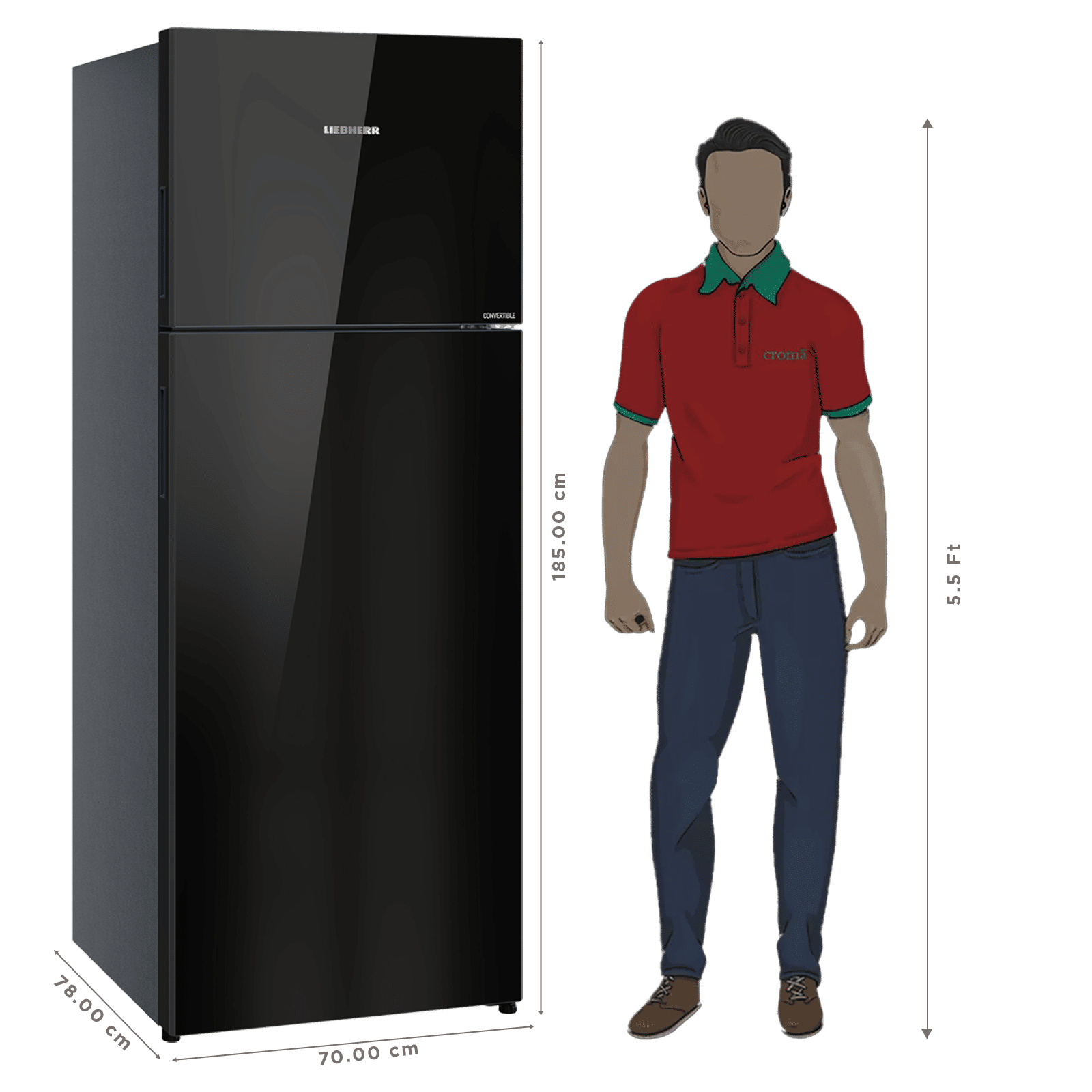 Liebherr Cluster 3 428 Litres 2 Star Frost Free Double Door Convertible Refrigerator with Duo Cool Technology (TVPbgB 4231, Black Gloss) (2026 Model)_3