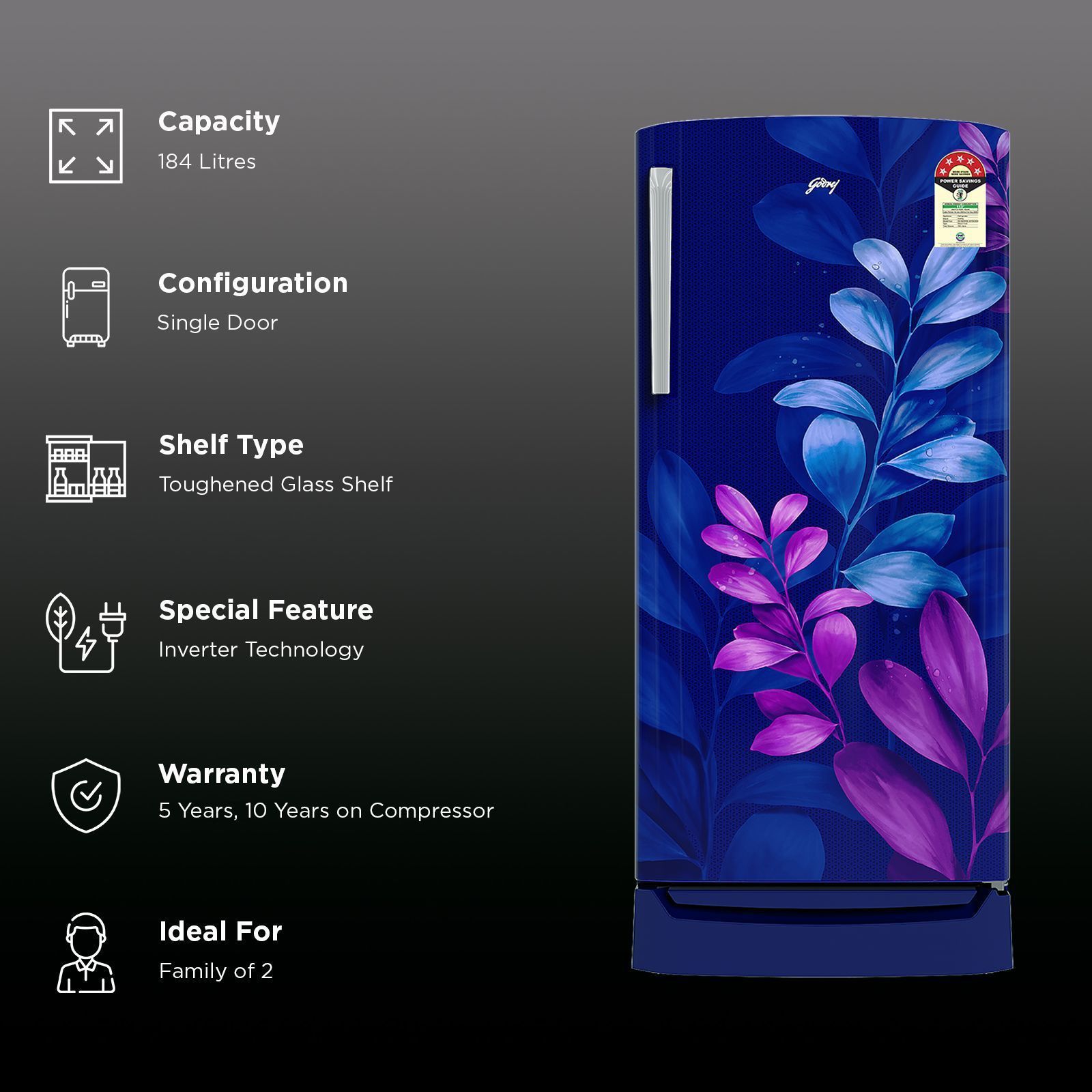 Godrej Marvel 184 Litres 5 Star Direct Cool Single Door Refrigerator with Advanced Capillary Technology (52141501SD03928, Aria Blue) Godrej Marvel 184 Litres 5 Star Direct Cool Single Door Refrigerator with Advanced Capillary Technology (52141501SD03928, Aria Blue)_2
