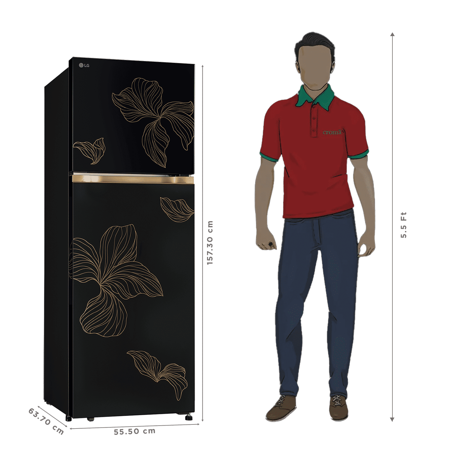 LG 251 Litres 1 Star Frost Free Double Door Refrigerator with Smart Mode (GLT2516WXRO, Radiant Onyx) LG 251 Litres 1 Star Frost Free Double Door Refrigerator with Smart Mode (GLT2516WXRO, Radiant Onyx)_3