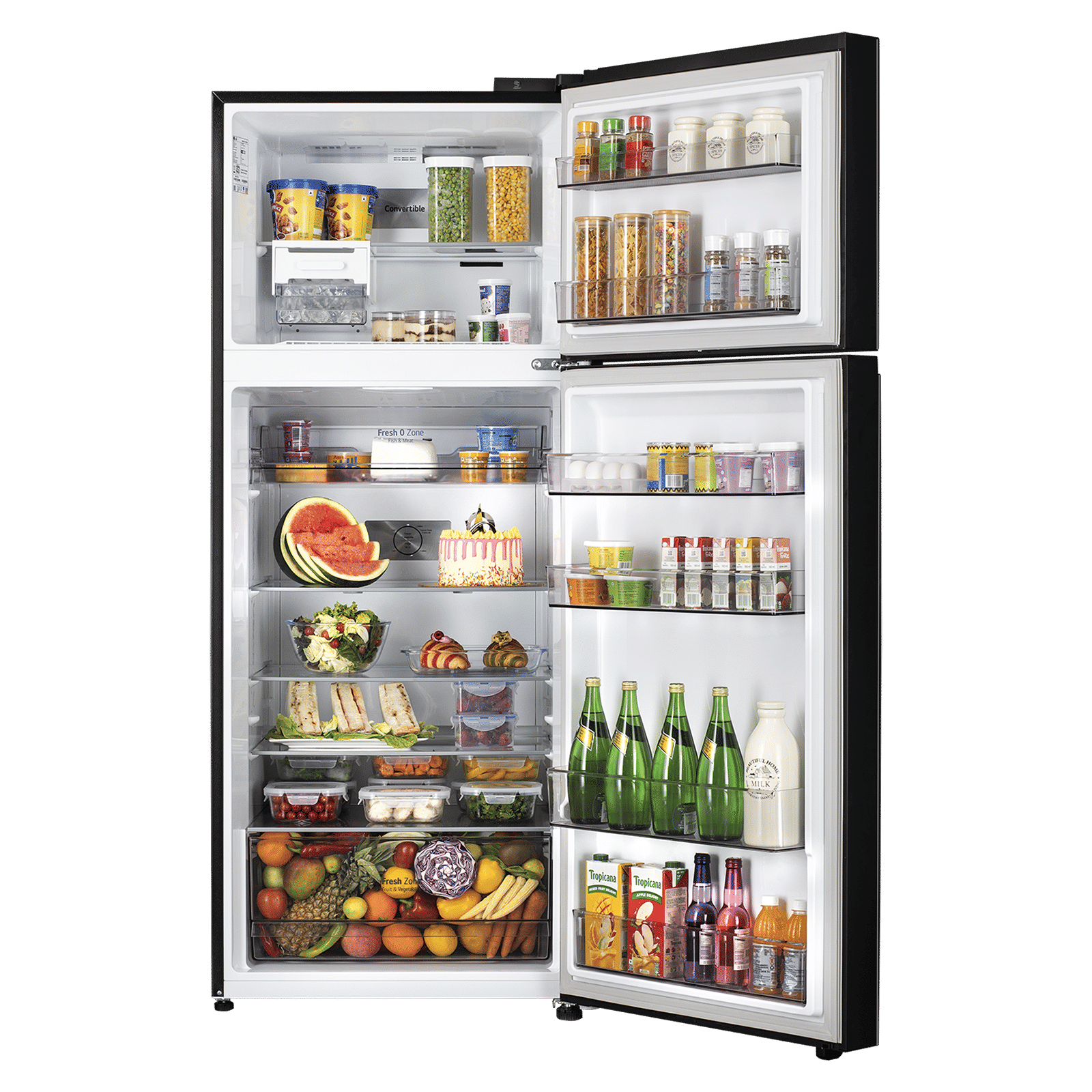 LG 398 Litres 2 Star Frost Free Double Door Convertible Refrigerator with Smart Inverter Compressor (GLT4026SNBM, Black Mirror)_9