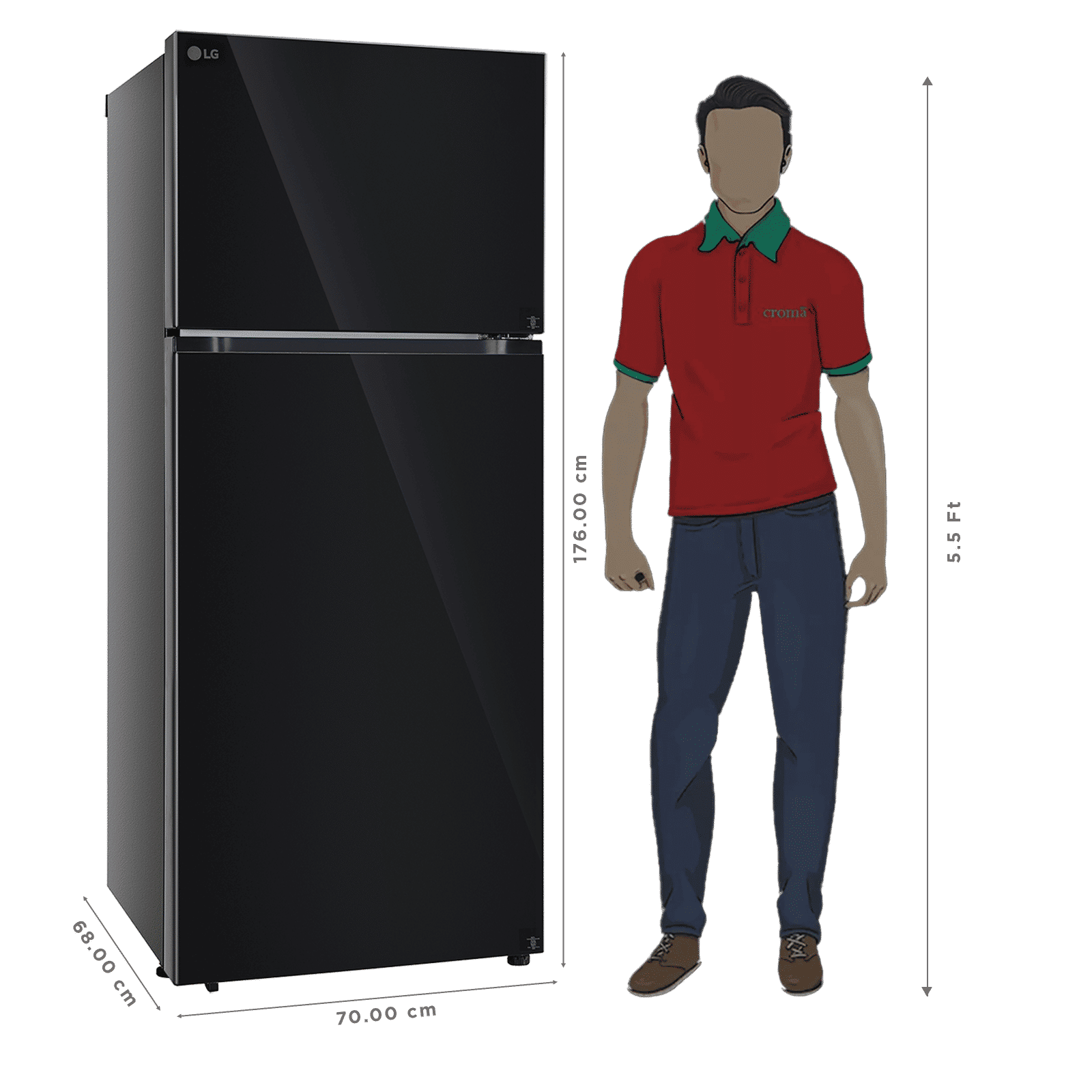 LG 398 Litres 2 Star Frost Free Double Door Convertible Refrigerator with Smart Inverter Compressor (GLT4026SNBM, Black Mirror)_2