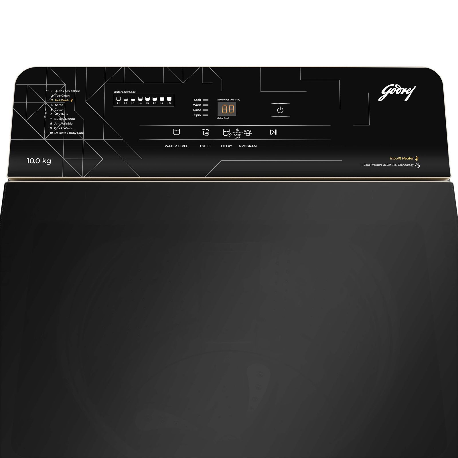 Godrej 10 kg 5 Star Fully Automatic Top Load Washing Machine (Rhine, 52141601SD00582, In-built Heater, Glacial Grey) _6