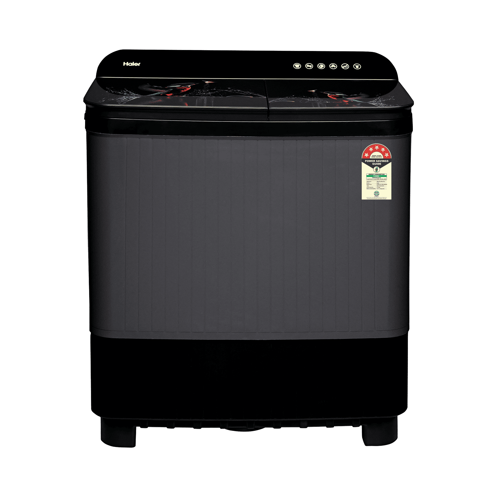 Haier 11 kg 5 Star Semi Automatic Washing Machine with Softfall Techonology (178, HTW110-178FLN, Black)_1