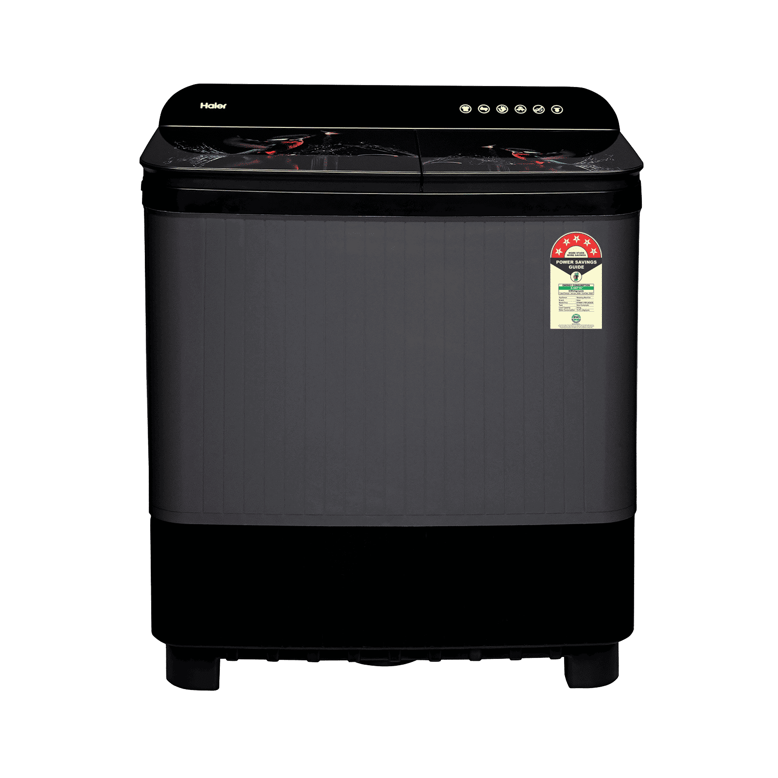 Haier 9 kg 5 Star Semi Automatic Washing Machine with Softfall Techonology (178, HTW90-178FLN, Black)_1