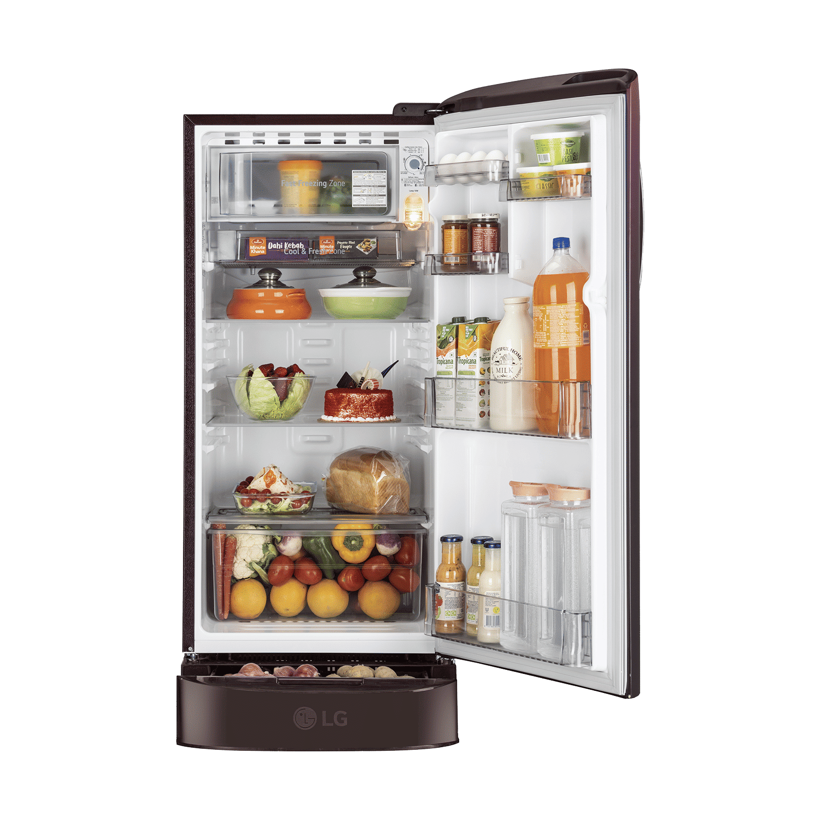 LG 19 185 Litres 3 Star Direct Cool Single Door Refrigerator with Anti Bacterial Gasket (GLD1936ZAWG, Wine Glory) LG 19 185 Litres 3 Star Direct Cool Single Door Refrigerator with Anti Bacterial Gasket (GLD1936ZAWG, Wine Glory)_5