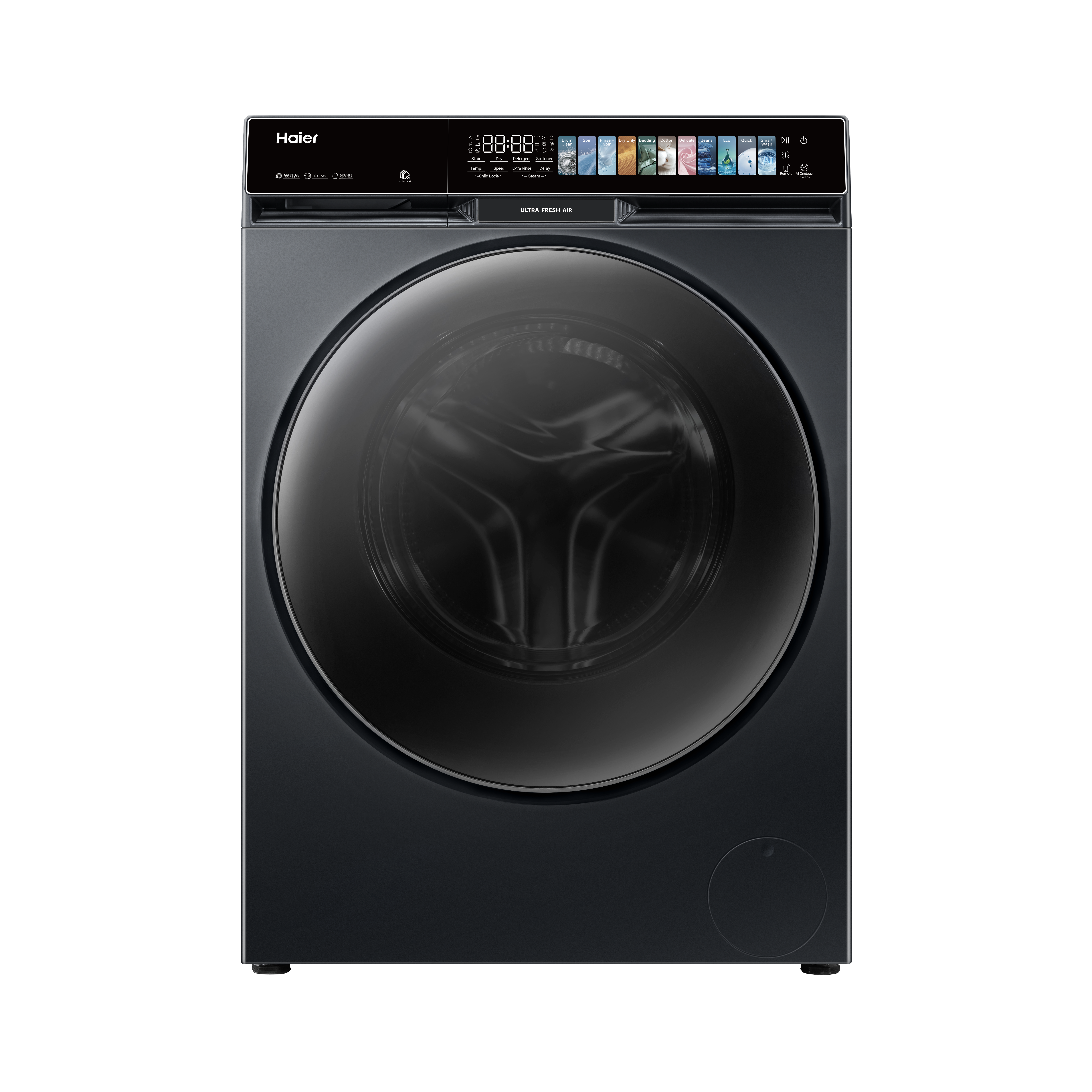 Haier 12/7 kg 5 Star Wi-Fi Inverter Fully Automatic Front Load Washer Dryer (F11, HWD120-DM14F11BKU1, Direct Motion Motor, Black)_1