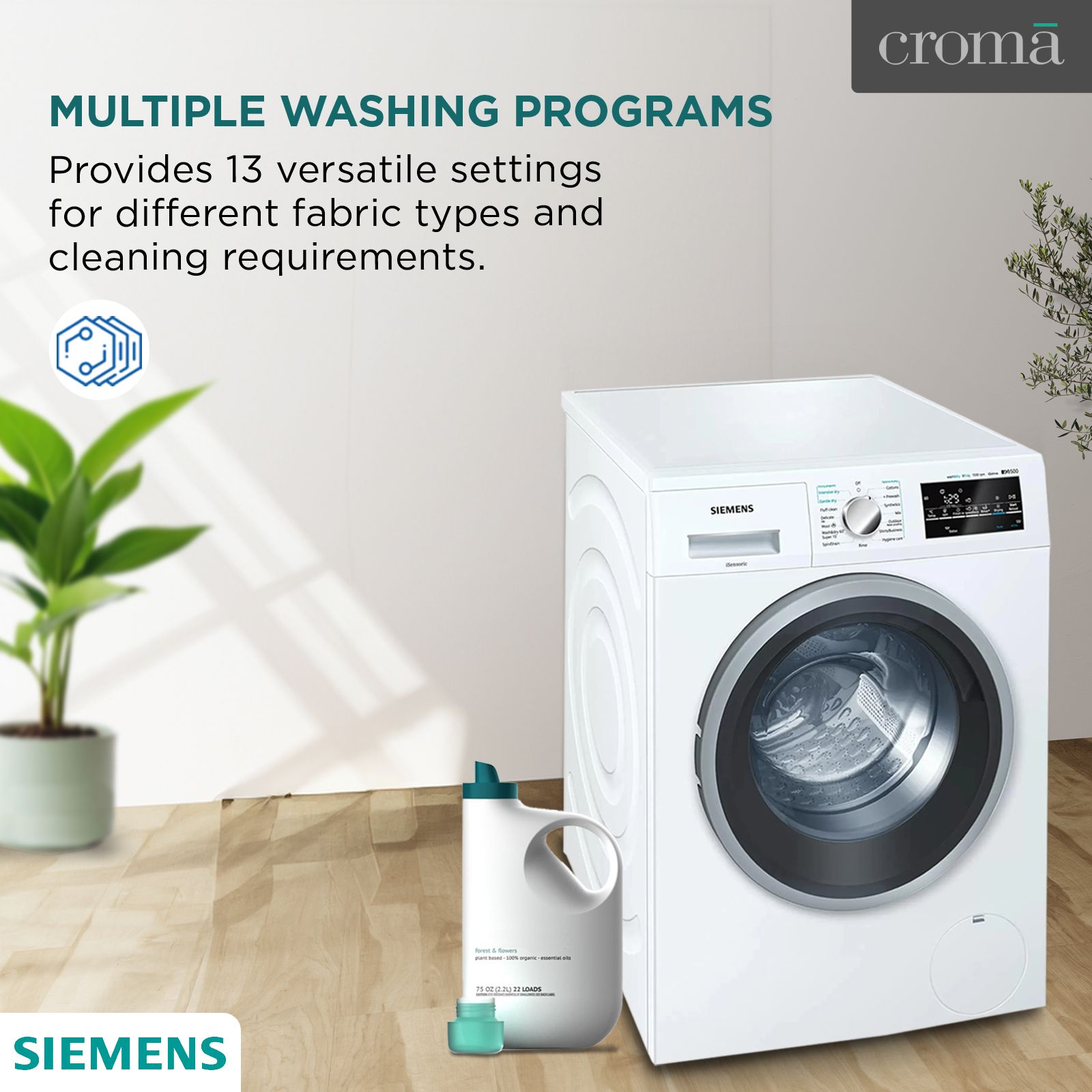 SIEMENS 8.5 kg Fully Automatic Front Load Washer Dryer (WD15G460IN, In-built Heater, White)_7
