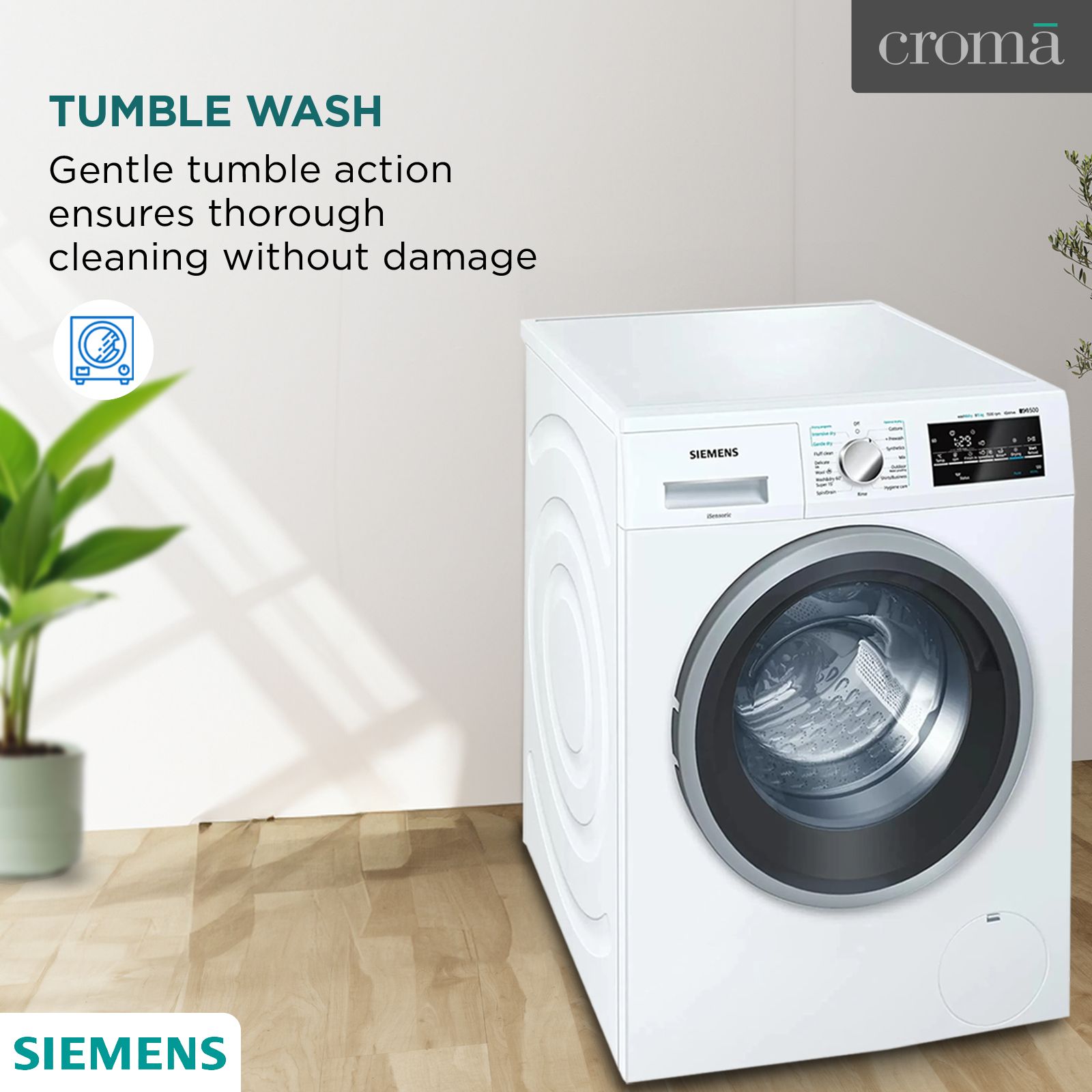 SIEMENS 8.5 kg Fully Automatic Front Load Washer Dryer (WD15G460IN, In-built Heater, White)_8