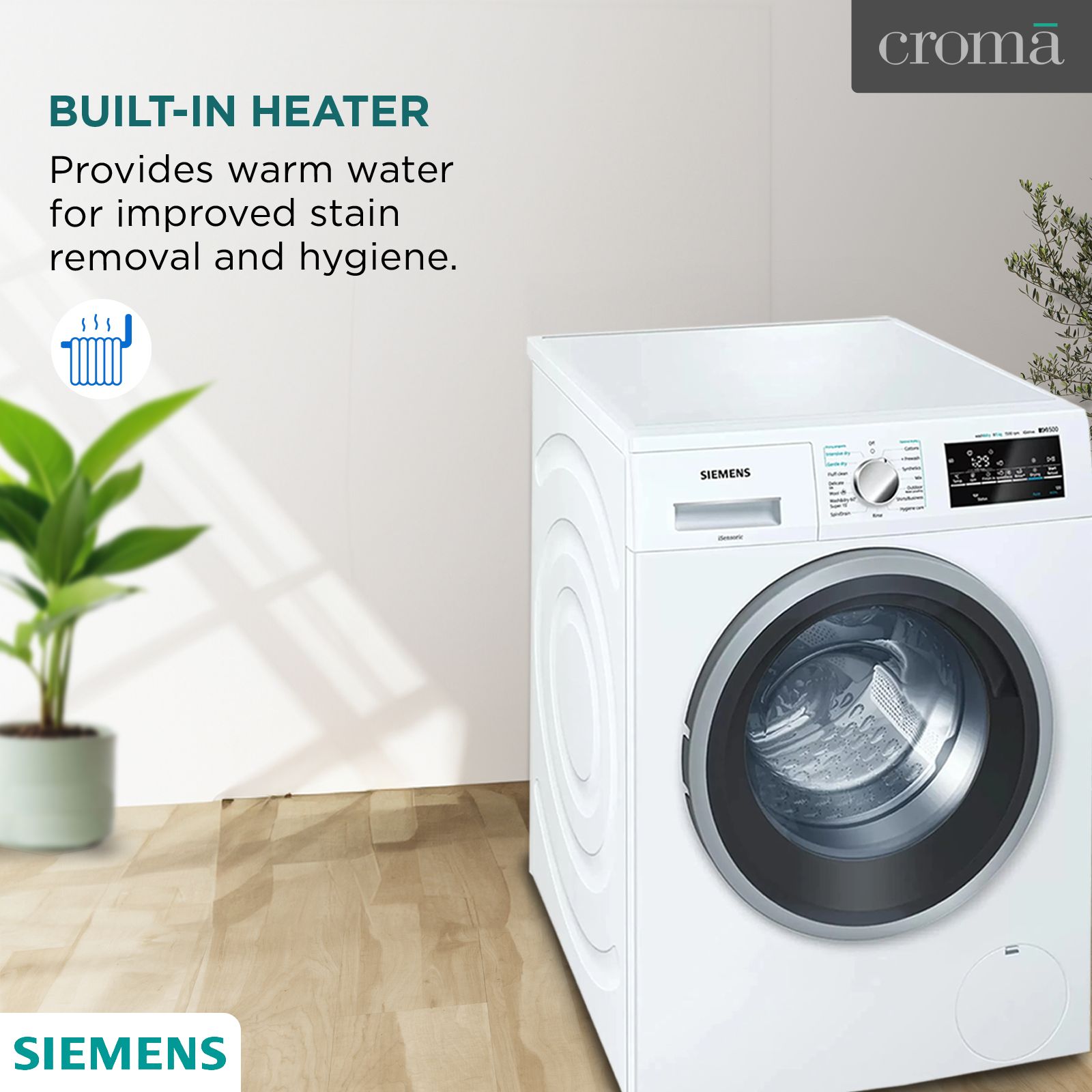 SIEMENS 8.5 kg Fully Automatic Front Load Washer Dryer (WD15G460IN, In-built Heater, White)_12