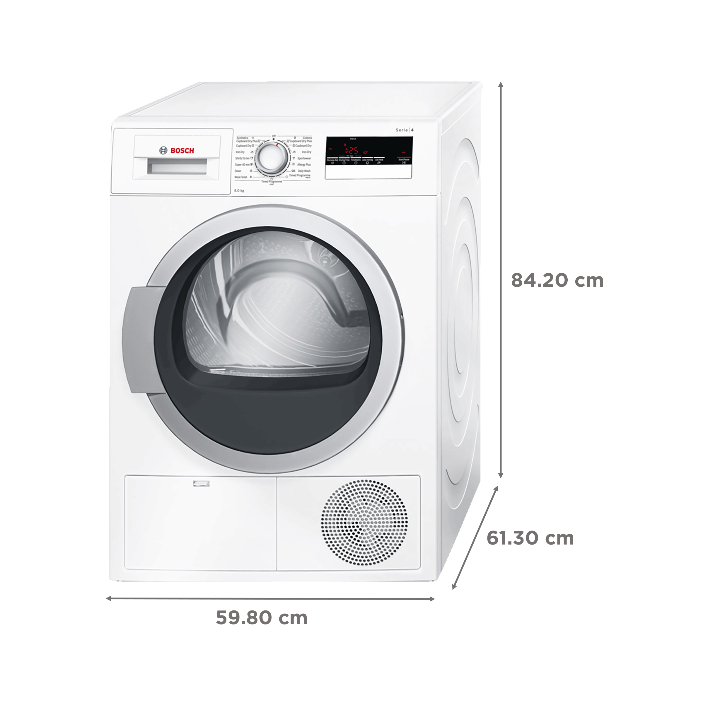 BOSCH 8 kg Fully Automatic Front Load Dryer (Series 4, WTB86202IN, In-Built Heater, White)_3