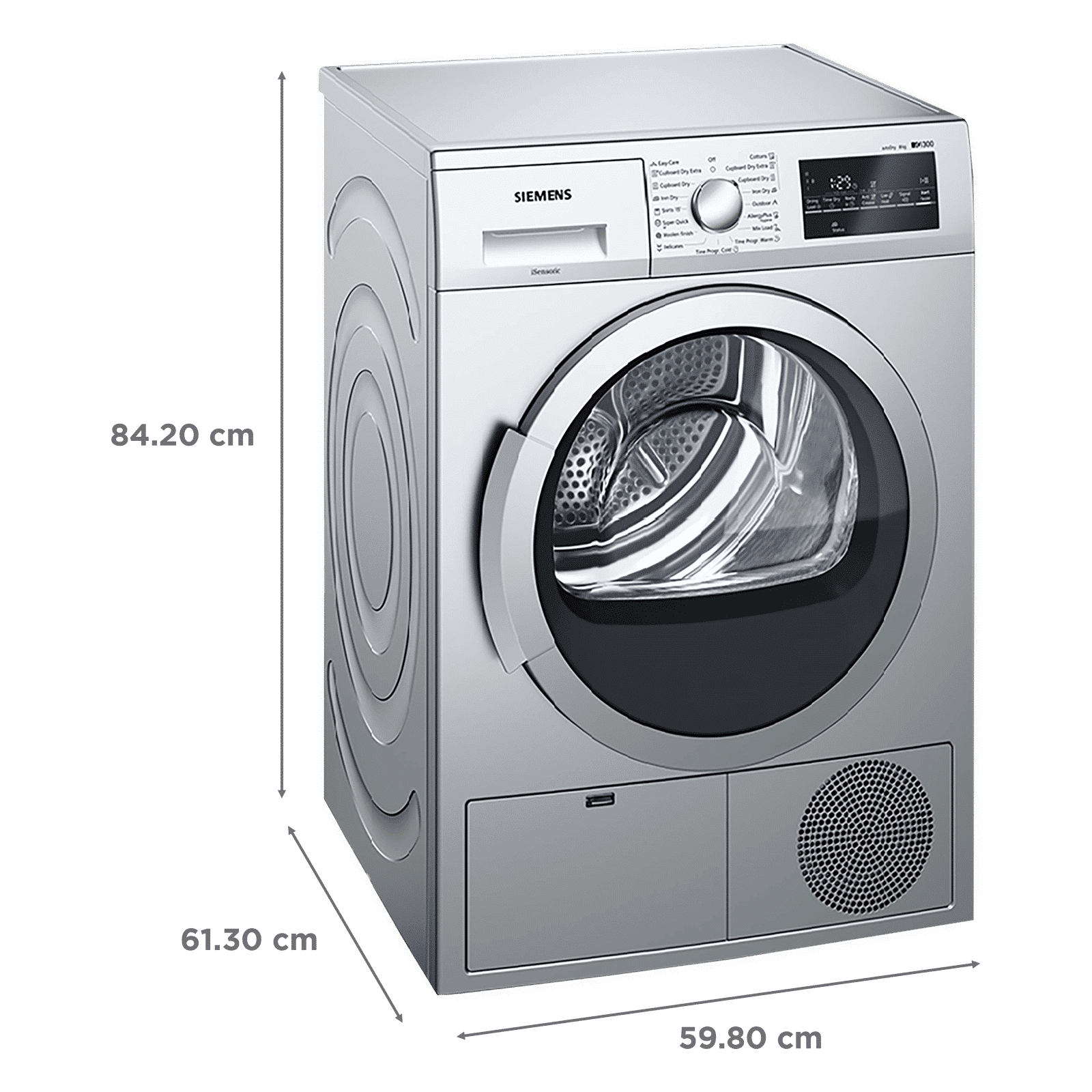 SIEMENS 8 kg Fully Automatic Front Load Dryer (iQ300, WT46G402IN, Galvalume Drum, Silver) SIEMENS 8 kg Fully Automatic Front Load Dryer (iQ300, WT46G402IN, Galvalume Drum, Silver)_2