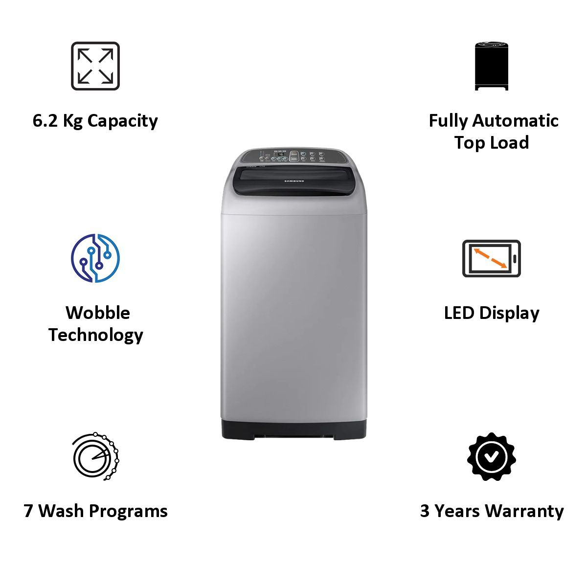 SAMSUNG 6.2 kg Fully Automatic Top Load Washing Machine (WA62M4200HA/TL, Magic Filter, Imperial Silver)_5