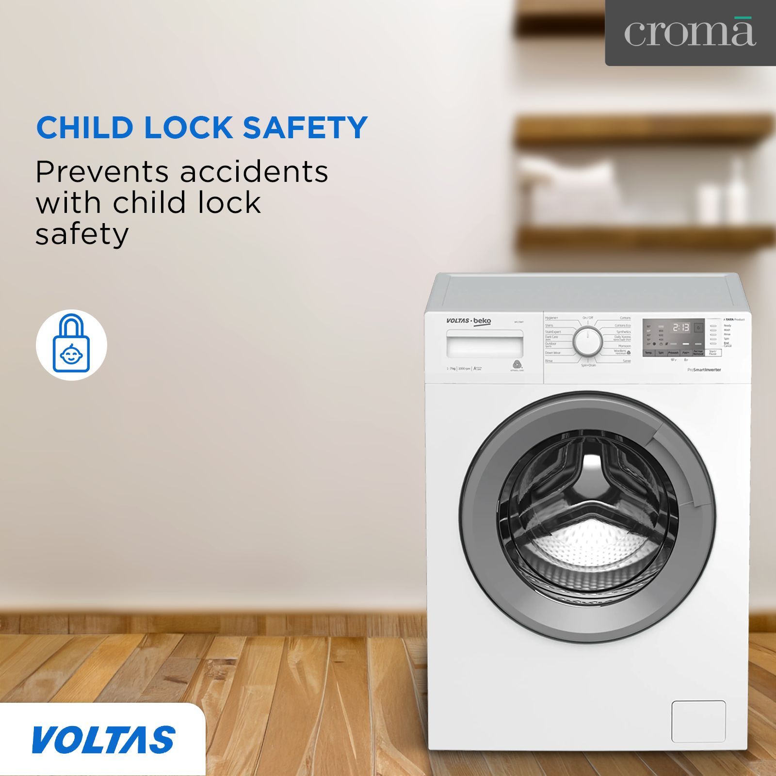 Voltas Beko 7 kg Inverter Fully Automatic Front Load Washing Machine (WFL70W, In-Built Heater, White)_10