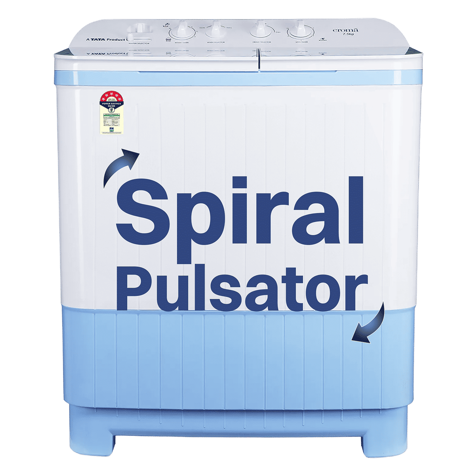 Croma 7.5 kg Semi Automatic Washing Machine with Auto Unbalancing Detection ( White)_1