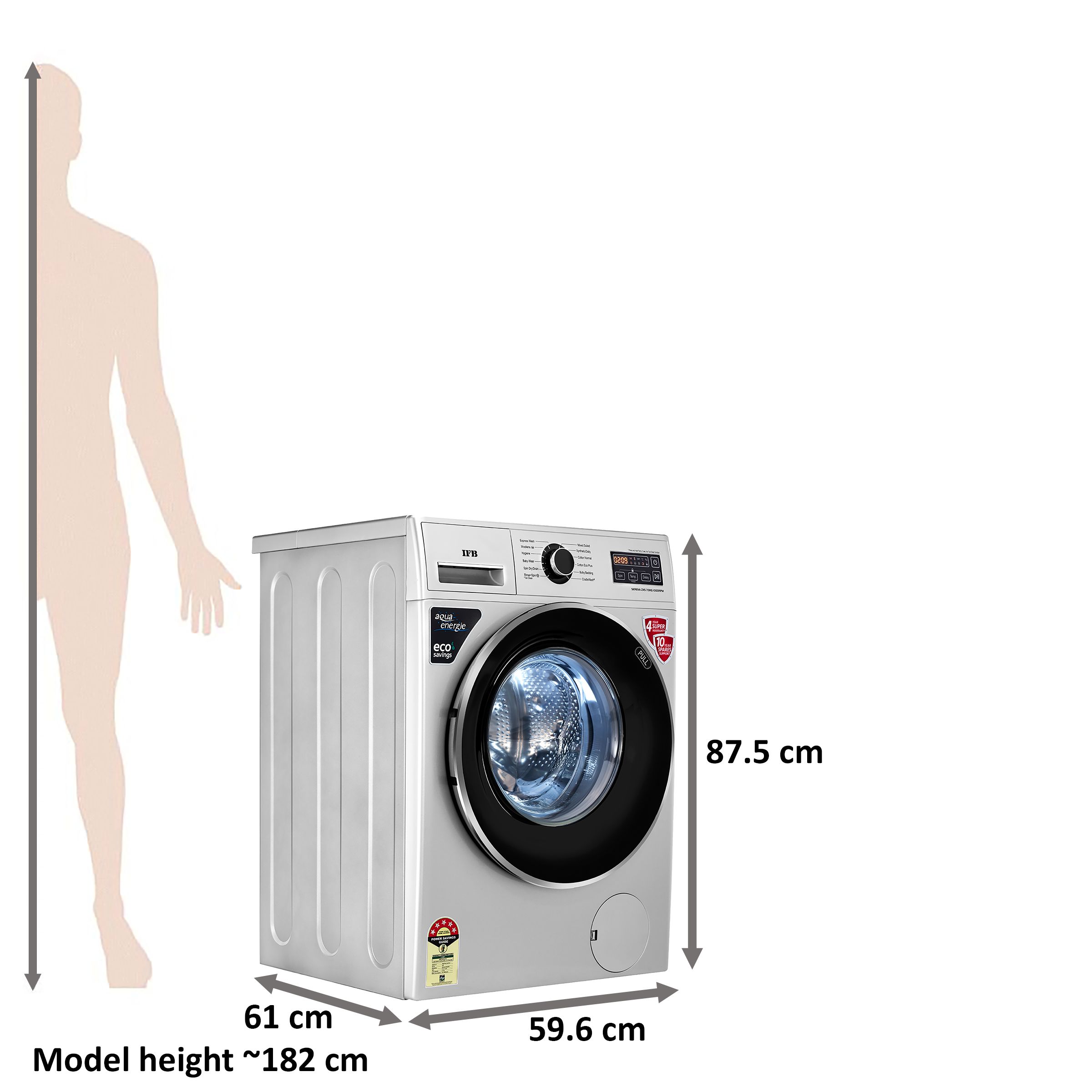 IFB 7 kg 5 Star Fully Automatic Front Load Washing Machine (Serena ZXS, Aqua Energie, Silver)_2