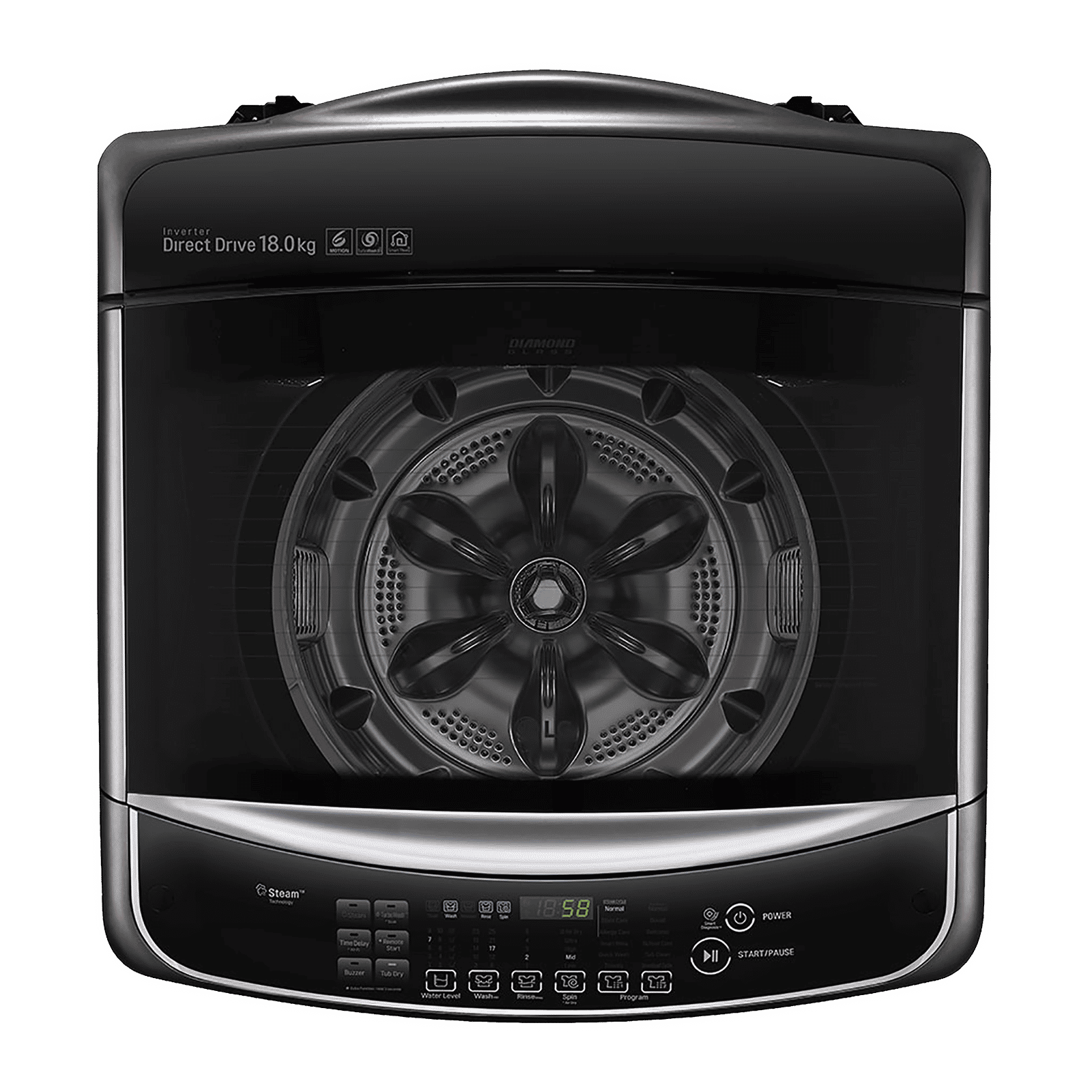 LG 18 kg 5 Star Inverter Fully Automatic Top Load Washing Machine (THD18STB.ABLPEIL, Steam Wash Technology, Black)_4