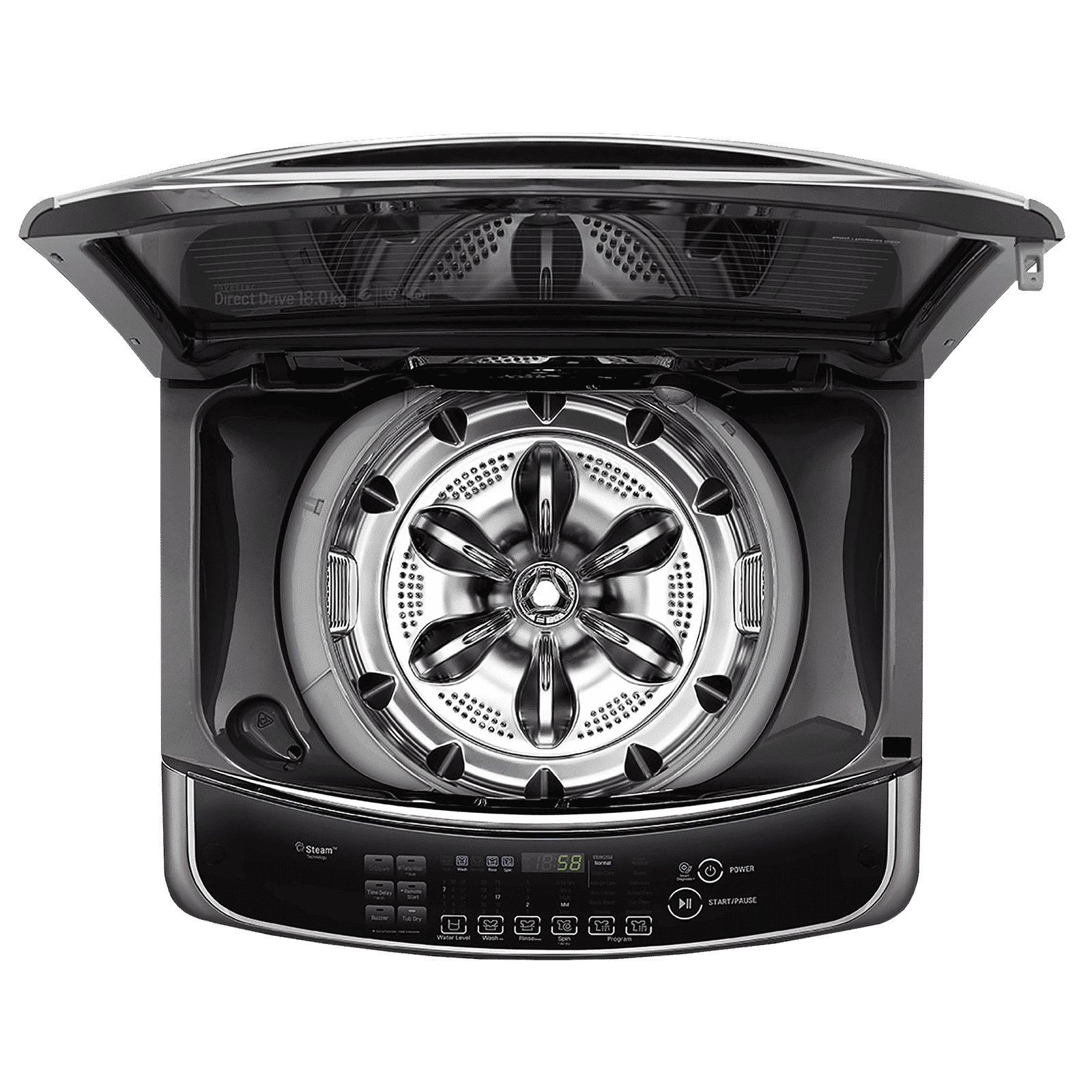LG 18 kg 5 Star Inverter Fully Automatic Top Load Washing Machine (THD18STB.ABLPEIL, Steam Wash Technology, Black)_9