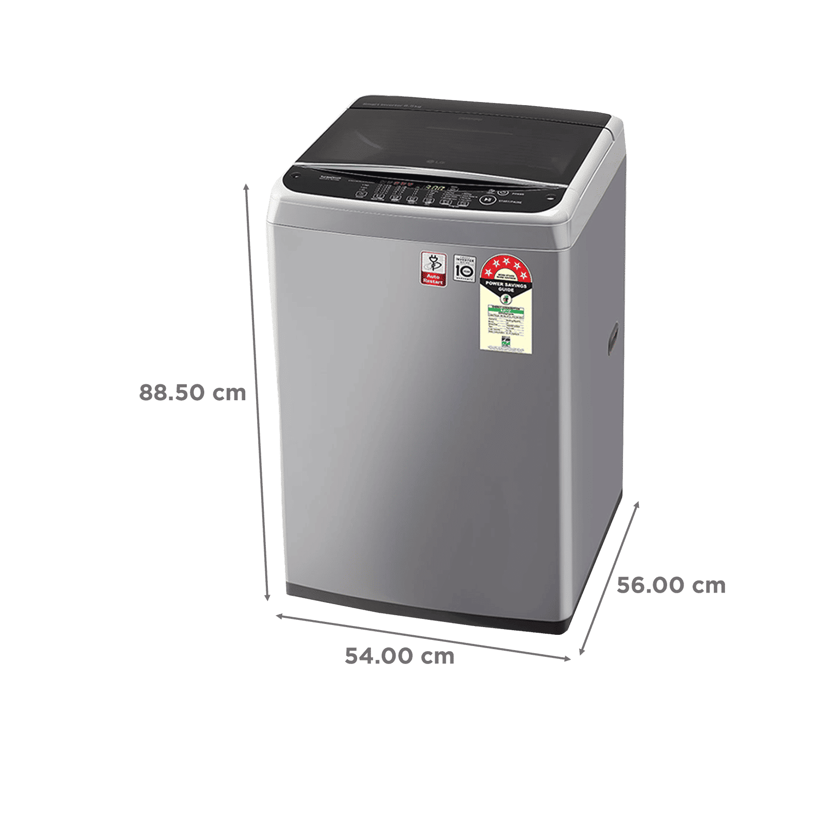 LG 6.5 kg 5 Star Fully Automatic Top Load Washing Machine (T65SNSF1Z.ASFQEIL, Smart Inverter Technology, Middle Free Silver & Black)_2