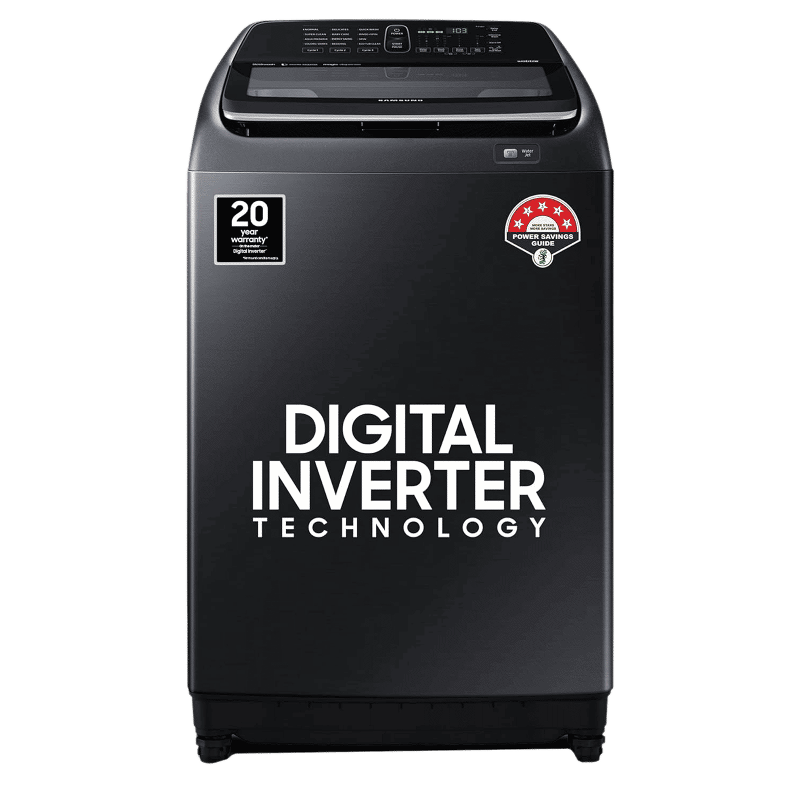 SAMSUNG 16 kg 5 Star Inverter Fully Automatic Top Load Washing Machine (WA16N6781CV/TL, Magic Filter, Black)_1