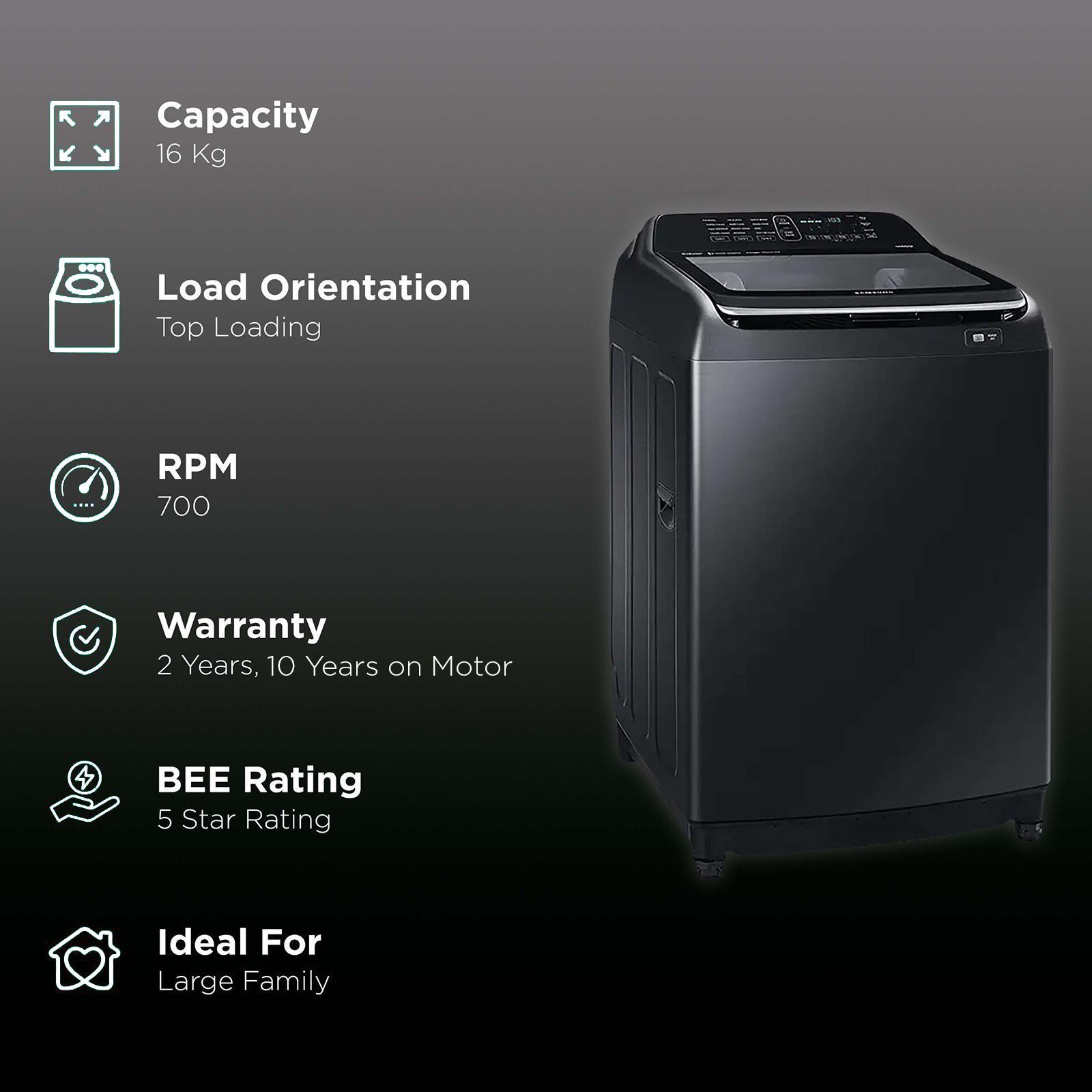 SAMSUNG 16 kg 5 Star Inverter Fully Automatic Top Load Washing Machine (WA16N6781CV/TL, Magic Filter, Black) SAMSUNG 16 kg 5 Star Inverter Fully Automatic Top Load Washing Machine (WA16N6781CV/TL, Magic Filter, Black)_2